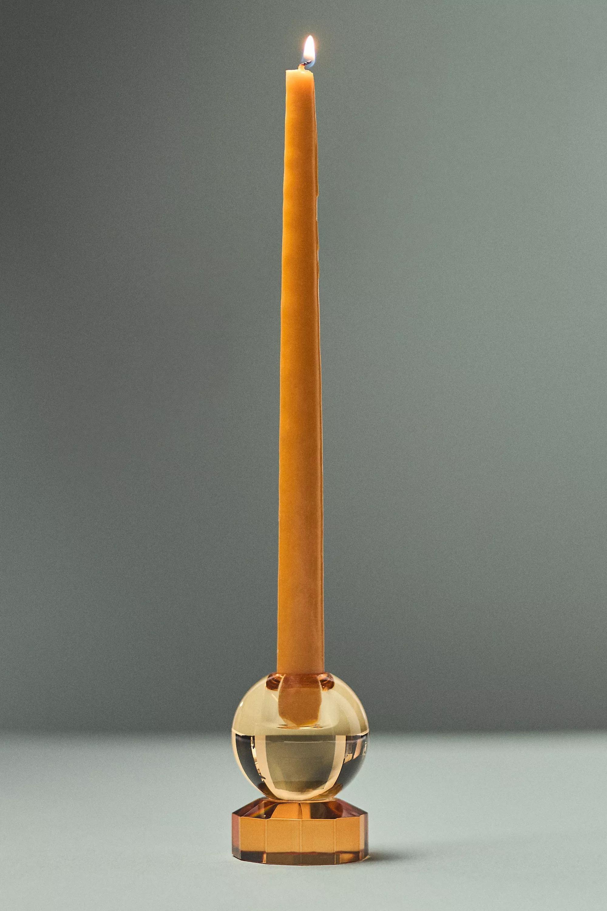 Modern Cut Glass Candle Holder, Yellow, A501_0081, large image number 0