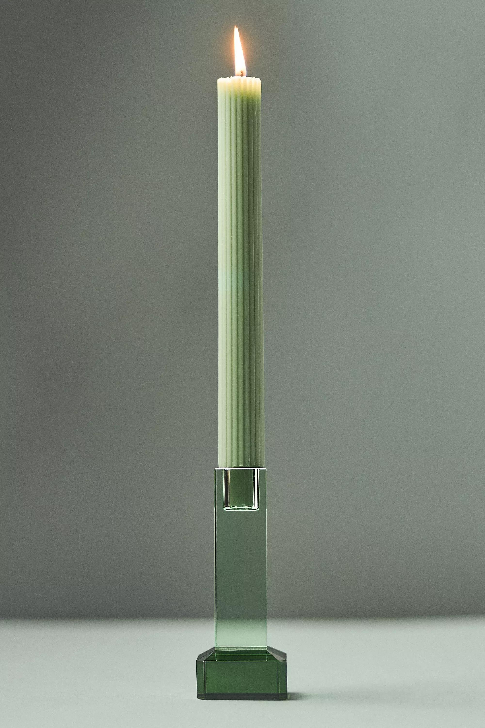 DARK GREEN Cut Glass Candle Holder, A501_0037, large image number 0