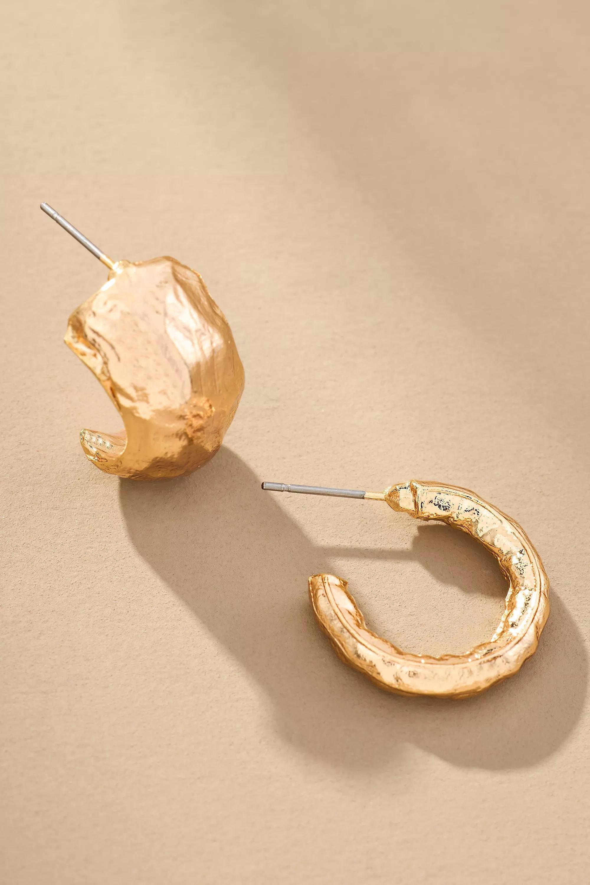 Molten Huggie Hoop Earrings, Set Of 2, Gold, A501_0070, large image number 1