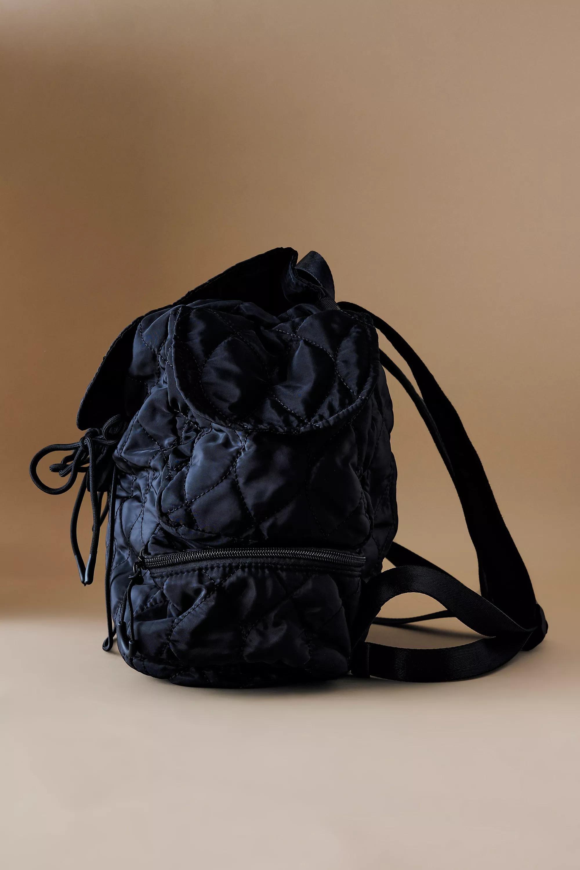 Damson Madder Gathered Padded Backpack, Black, A501_0001, large image number 3