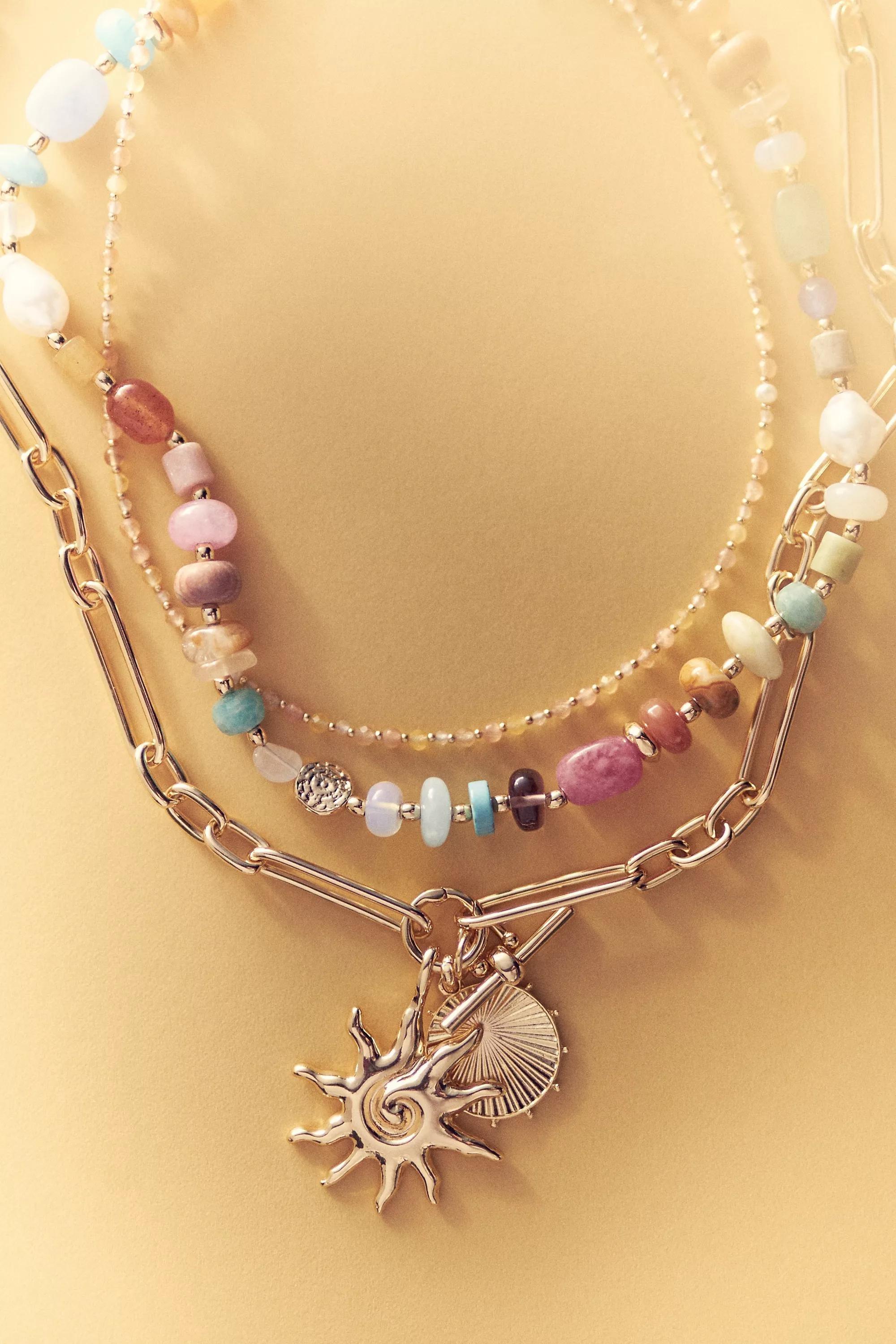 Shades Of Sea Layered Necklaces, Set Of 3, Beige, A501_0016, large image number 2