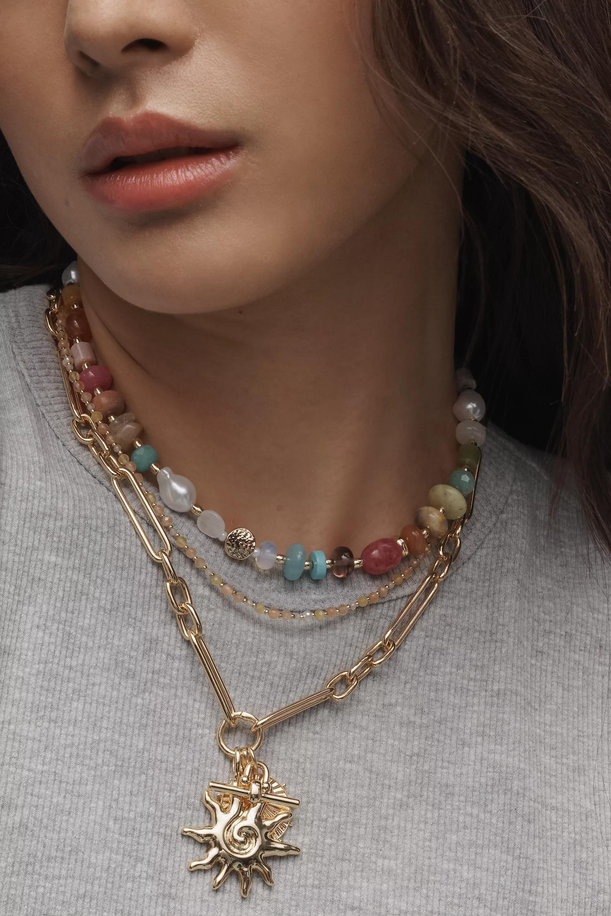 Shades Of Sea Layered Necklaces, Set Of 3, Beige, A501_0016, large image number 4