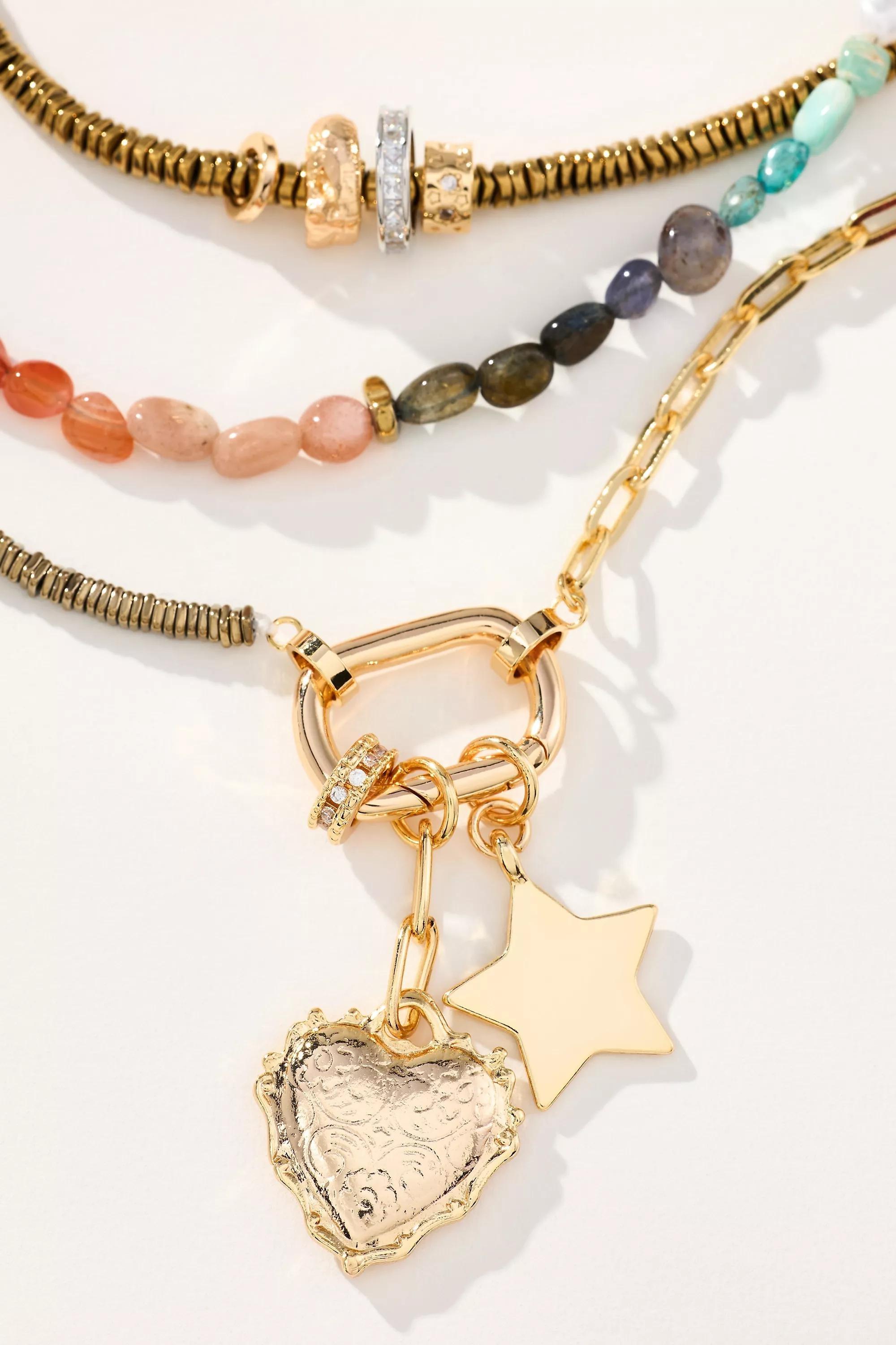 Anthropologie Set Of 3 Multi-Chain Necklace, A501_0066, large image number 1