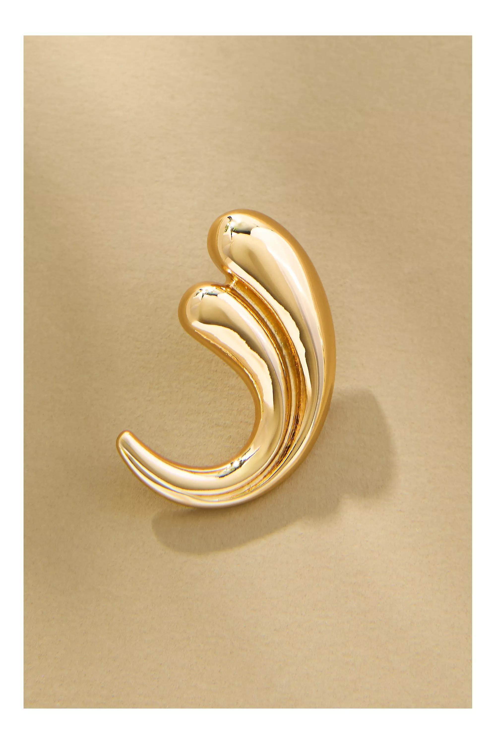Gold Curved Teardrop Post Earrings, A501_0070, large image number 1