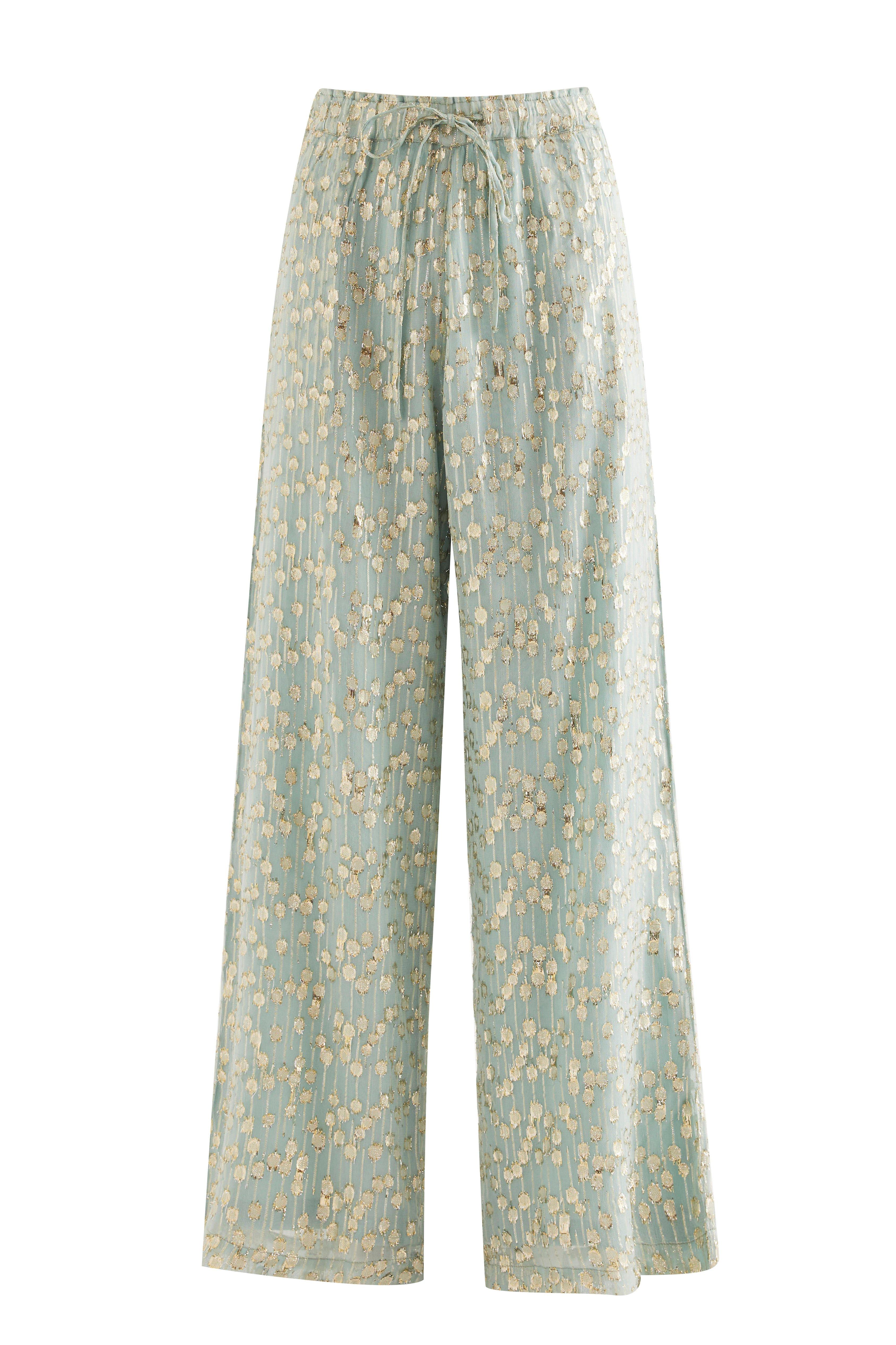 Gold Spot Jacquard Trousers, Blue, , large image number 0