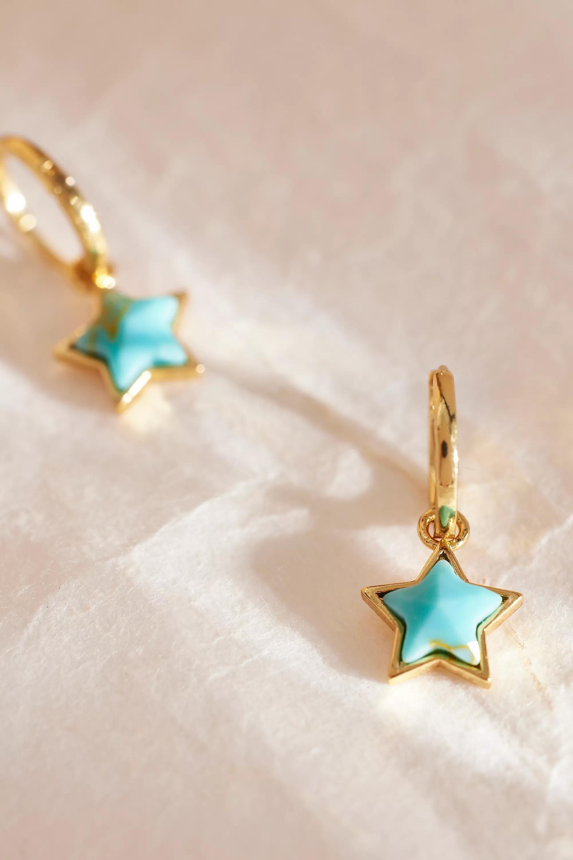 Anthropologie Charm Hoop Earrings, Gold, A501_0070, large image number 1