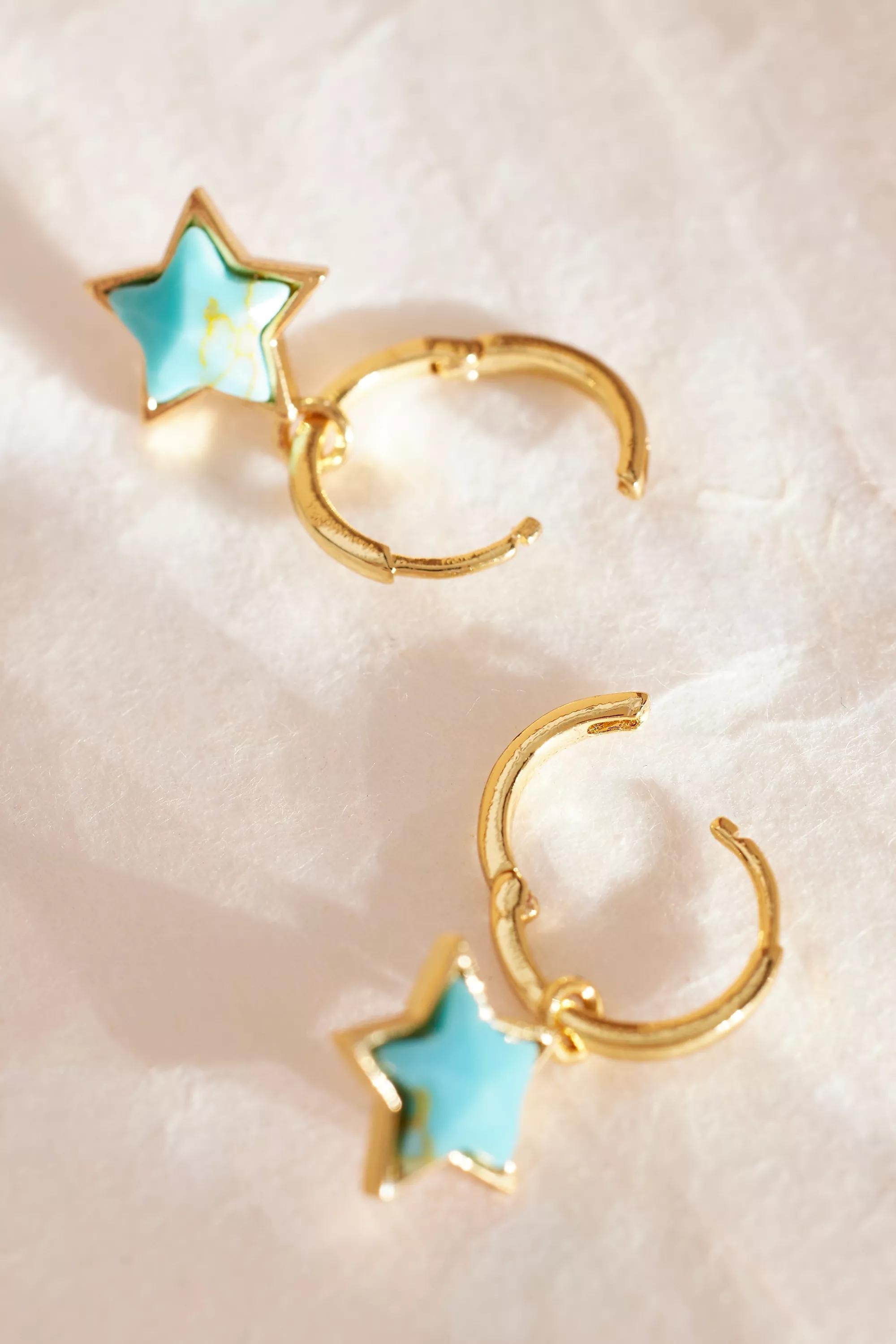 Anthropologie Charm Hoop Earrings, Gold, A501_0070, large image number 2