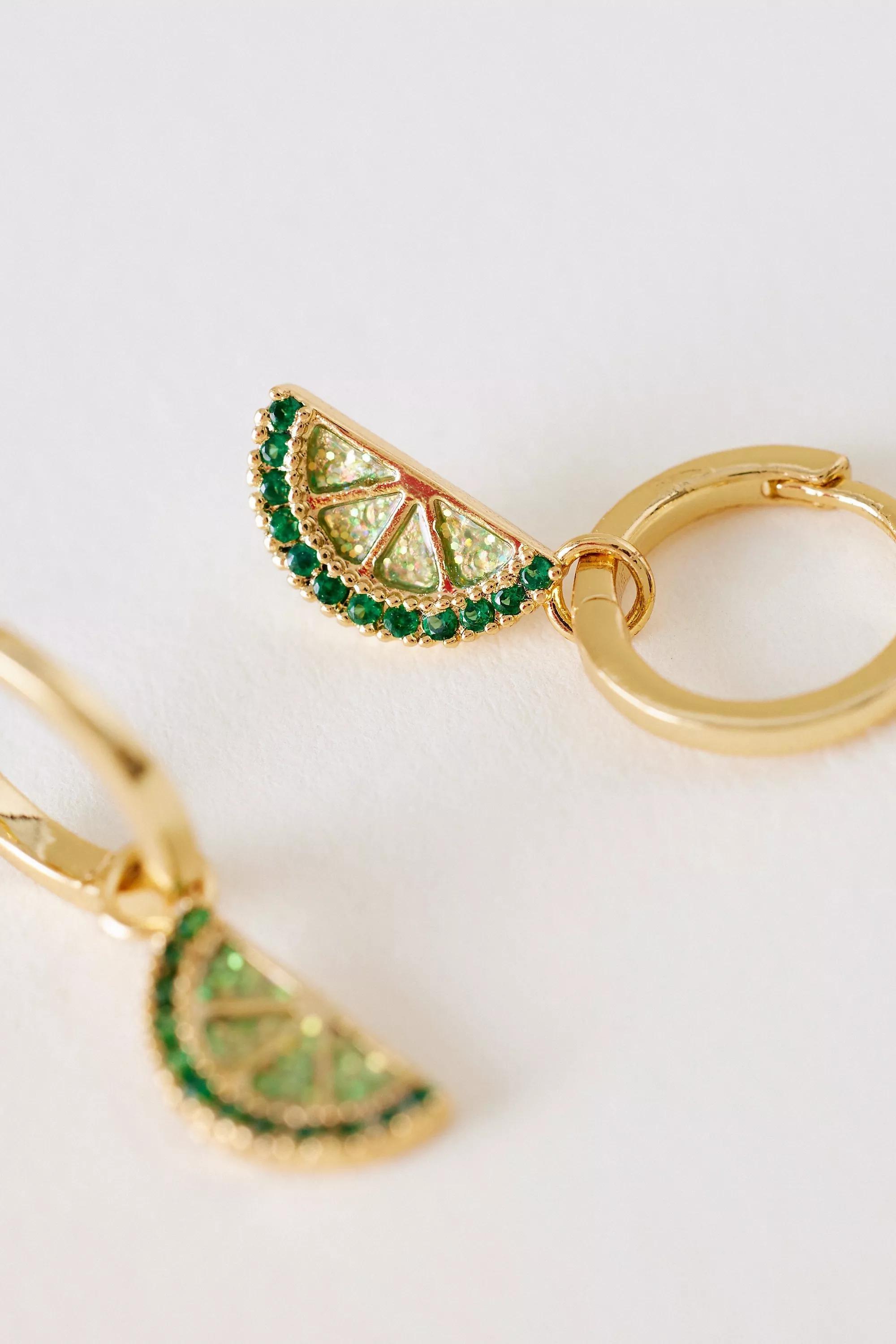 Anthropologie Charm Hoop Earrings, Green, A501_0030, large image number 1