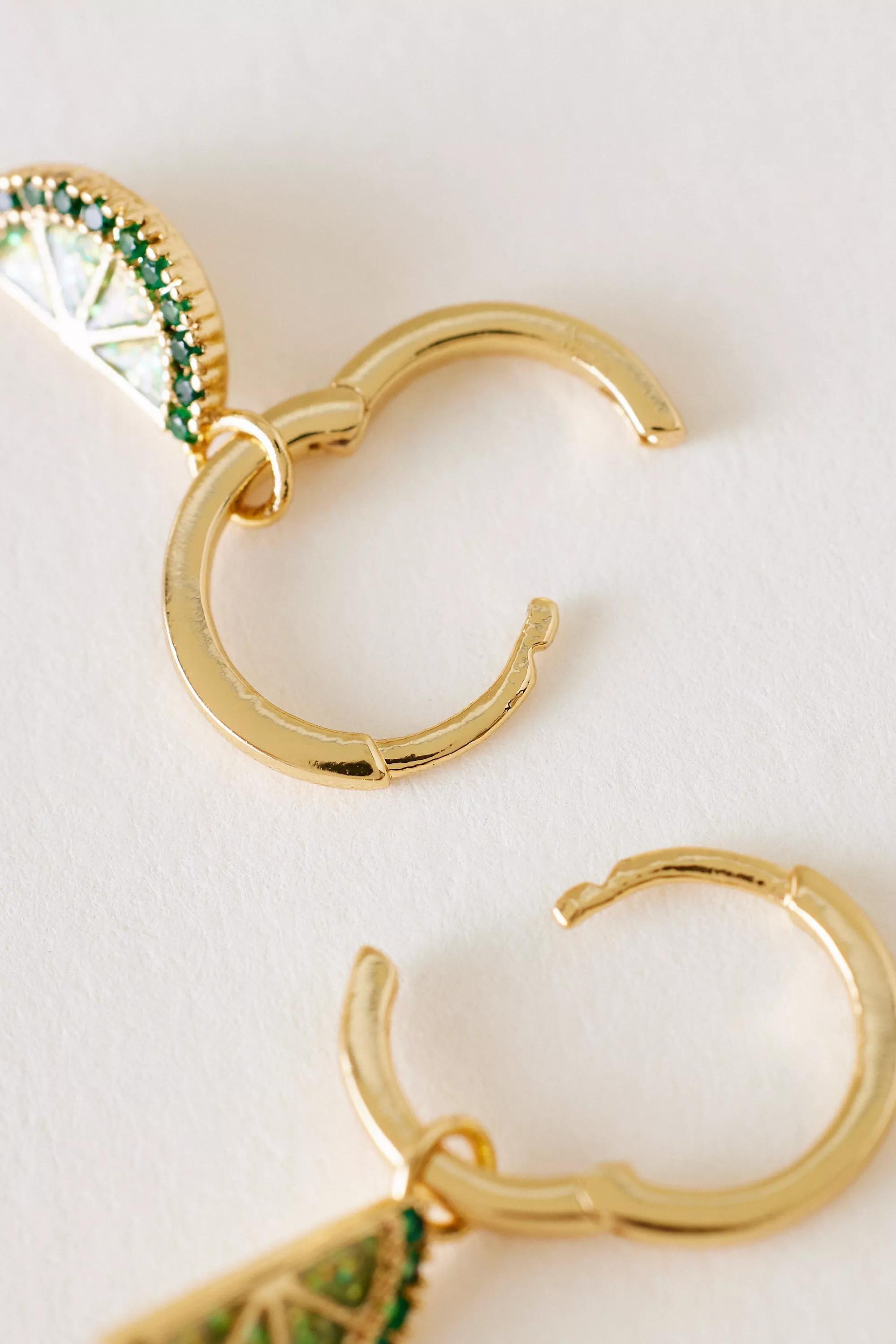 Anthropologie Charm Hoop Earrings, Green, A501_0030, large image number 2