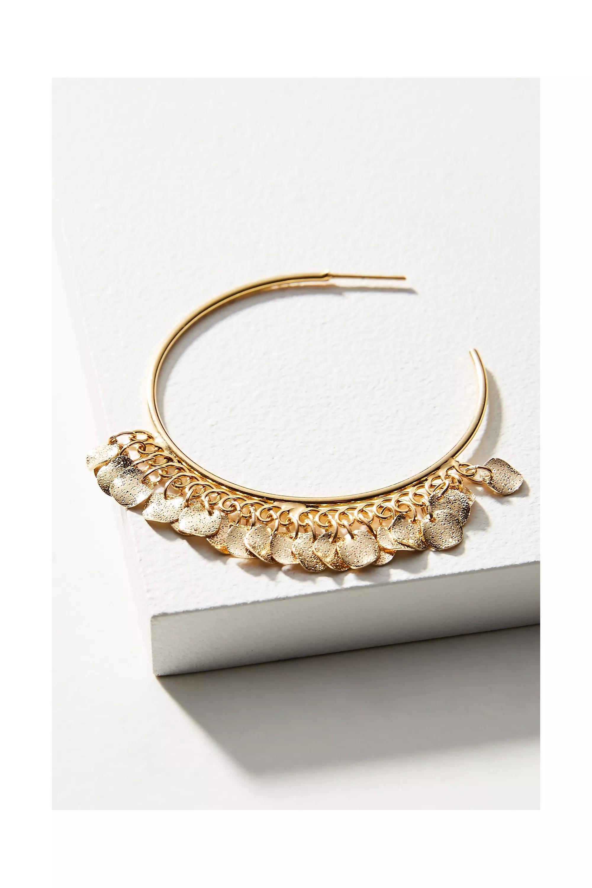 Anthropologie Earrings Charm Hoop, Gold, A501_0070, large image number 3