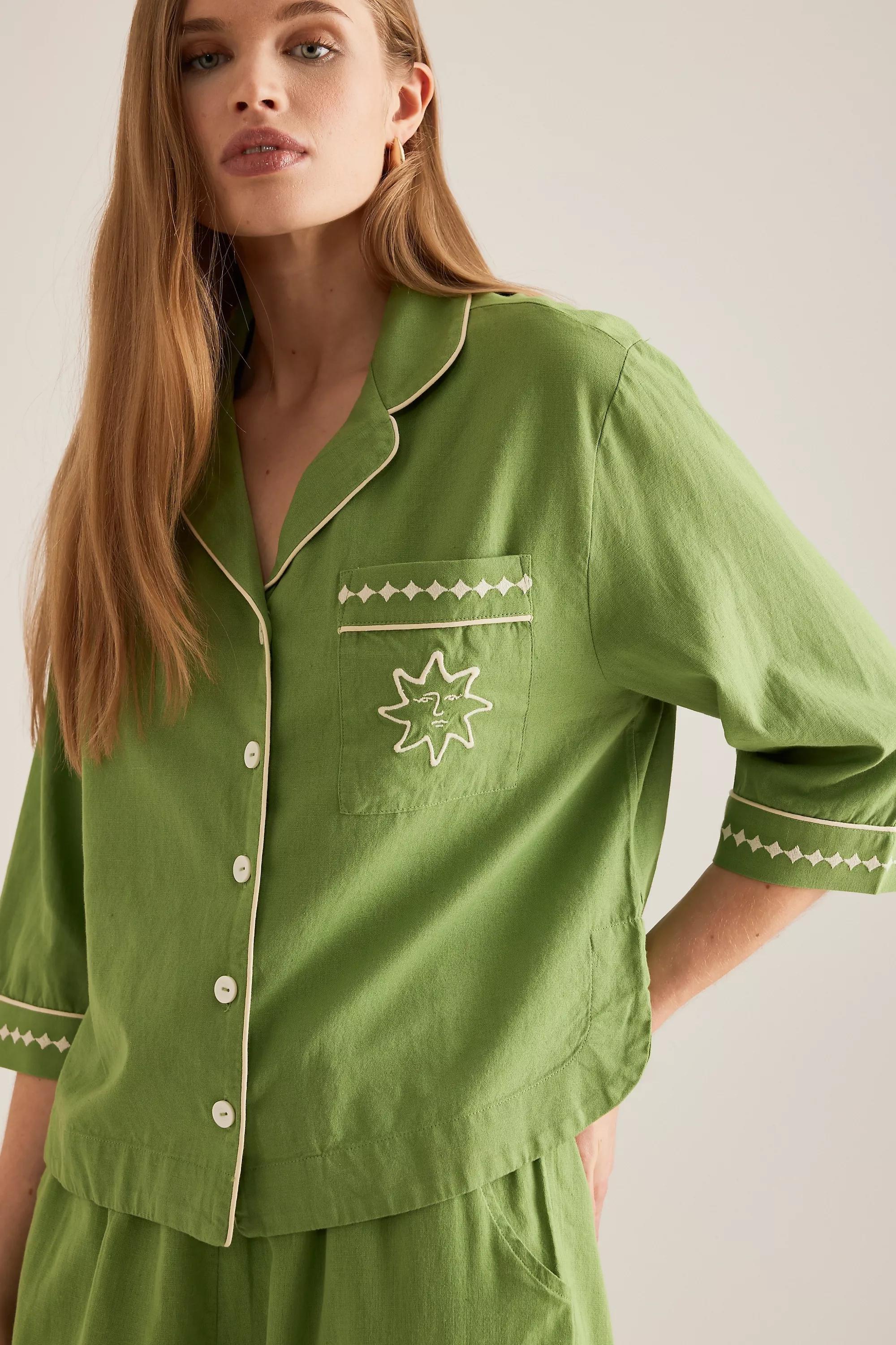GREEN TBCo Long Cotton Pyjama Set, , large image number 1