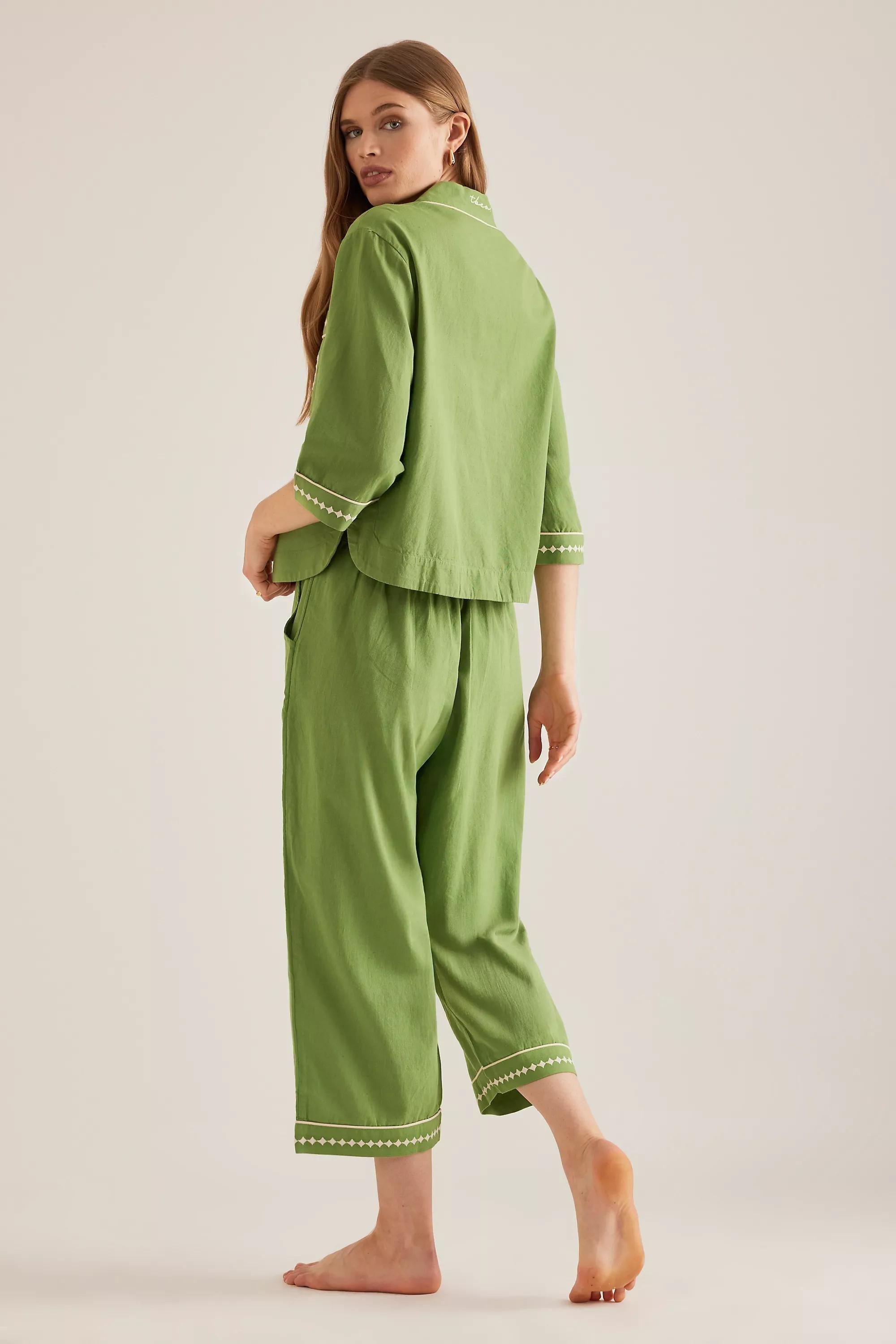 GREEN TBCo Long Cotton Pyjama Set, , large image number 2
