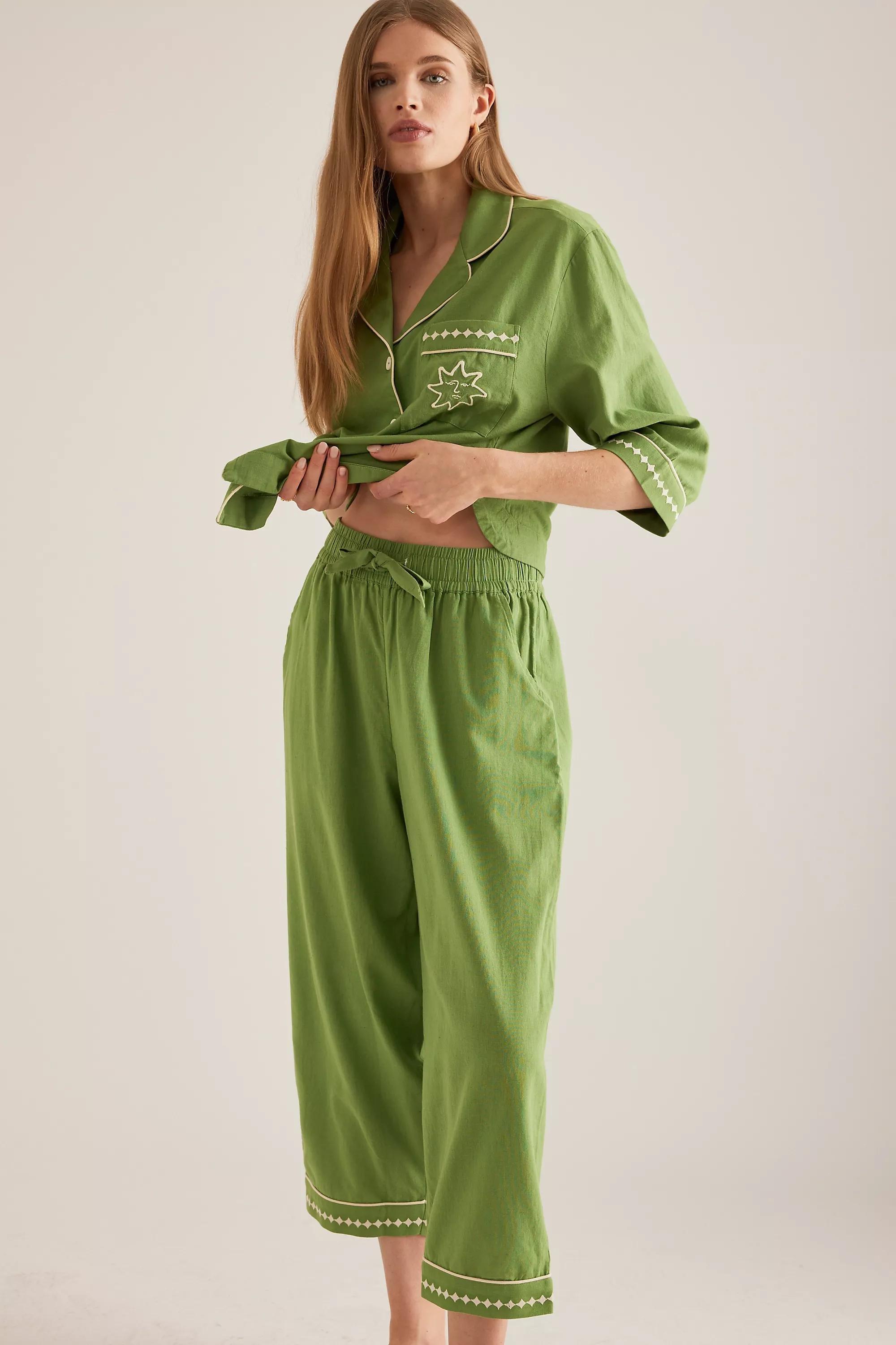 GREEN TBCo Long Cotton Pyjama Set, , large image number 3