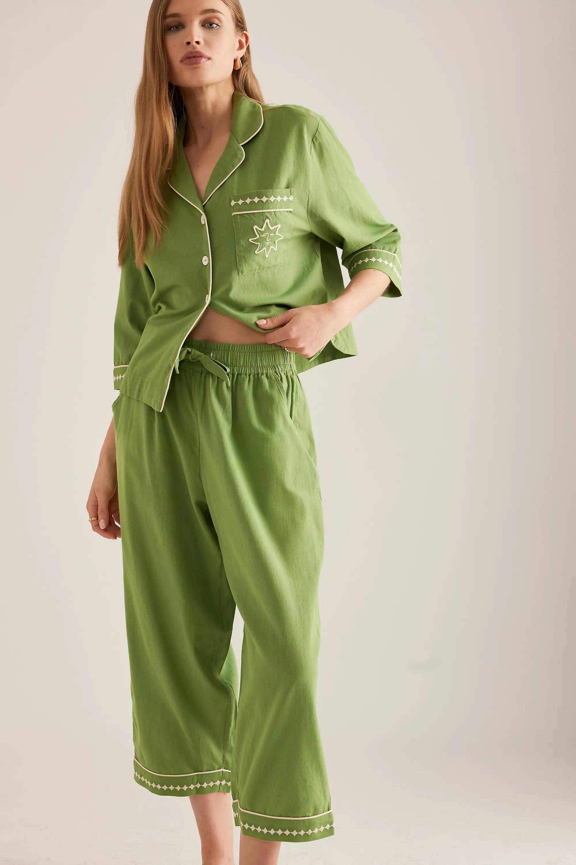 GREEN TBCo Long Cotton Pyjama Set, , large image number 4