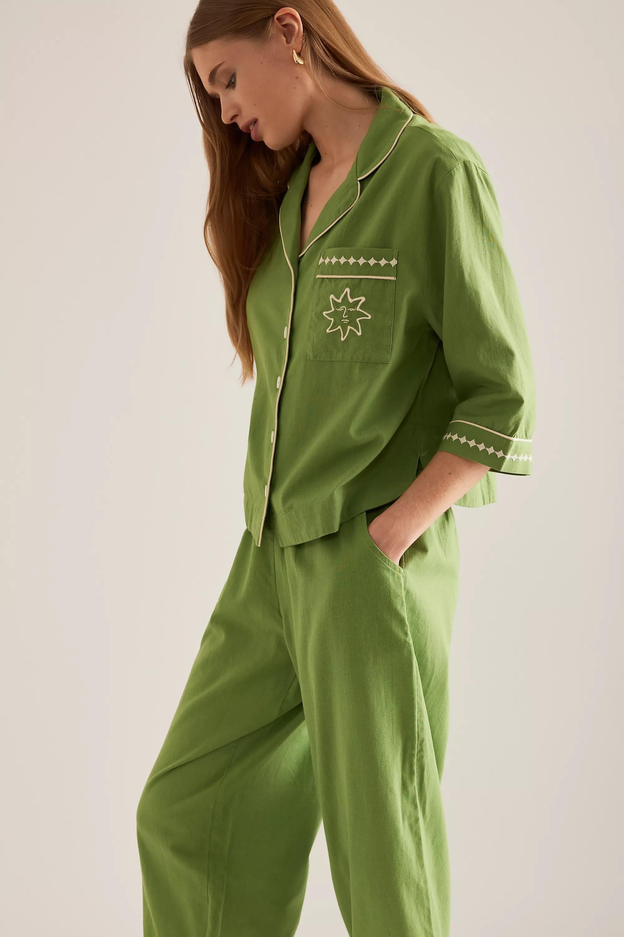 GREEN TBCo Long Cotton Pyjama Set, , large image number 5