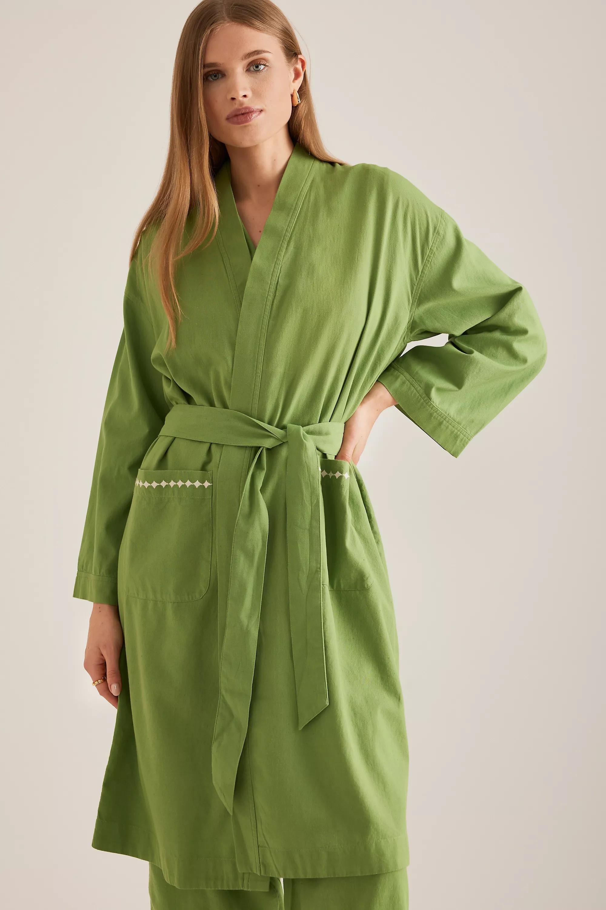 GREEN TBCo Cotton Robe, , medium
