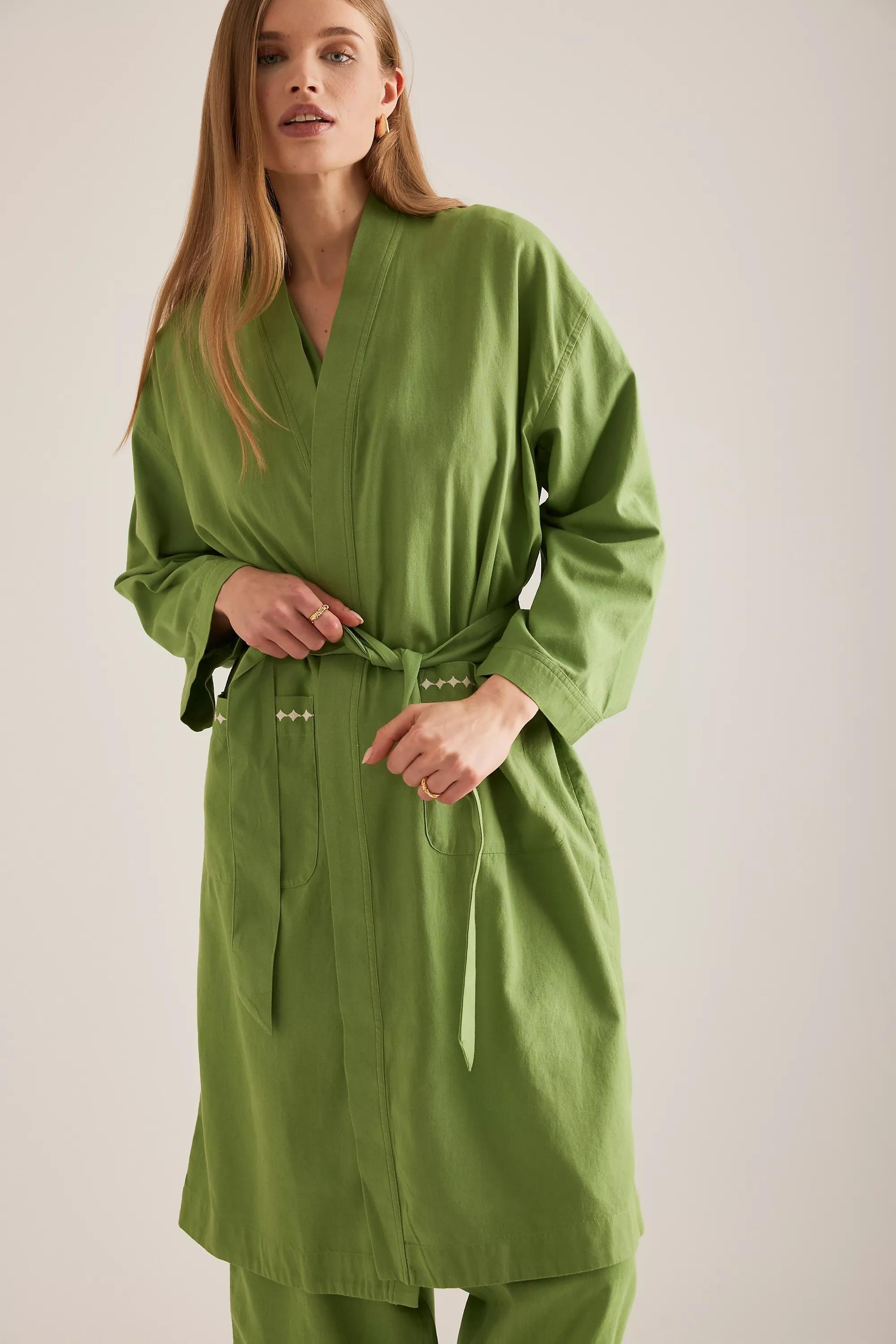 GREEN TBCo Cotton Robe, , large image number 3