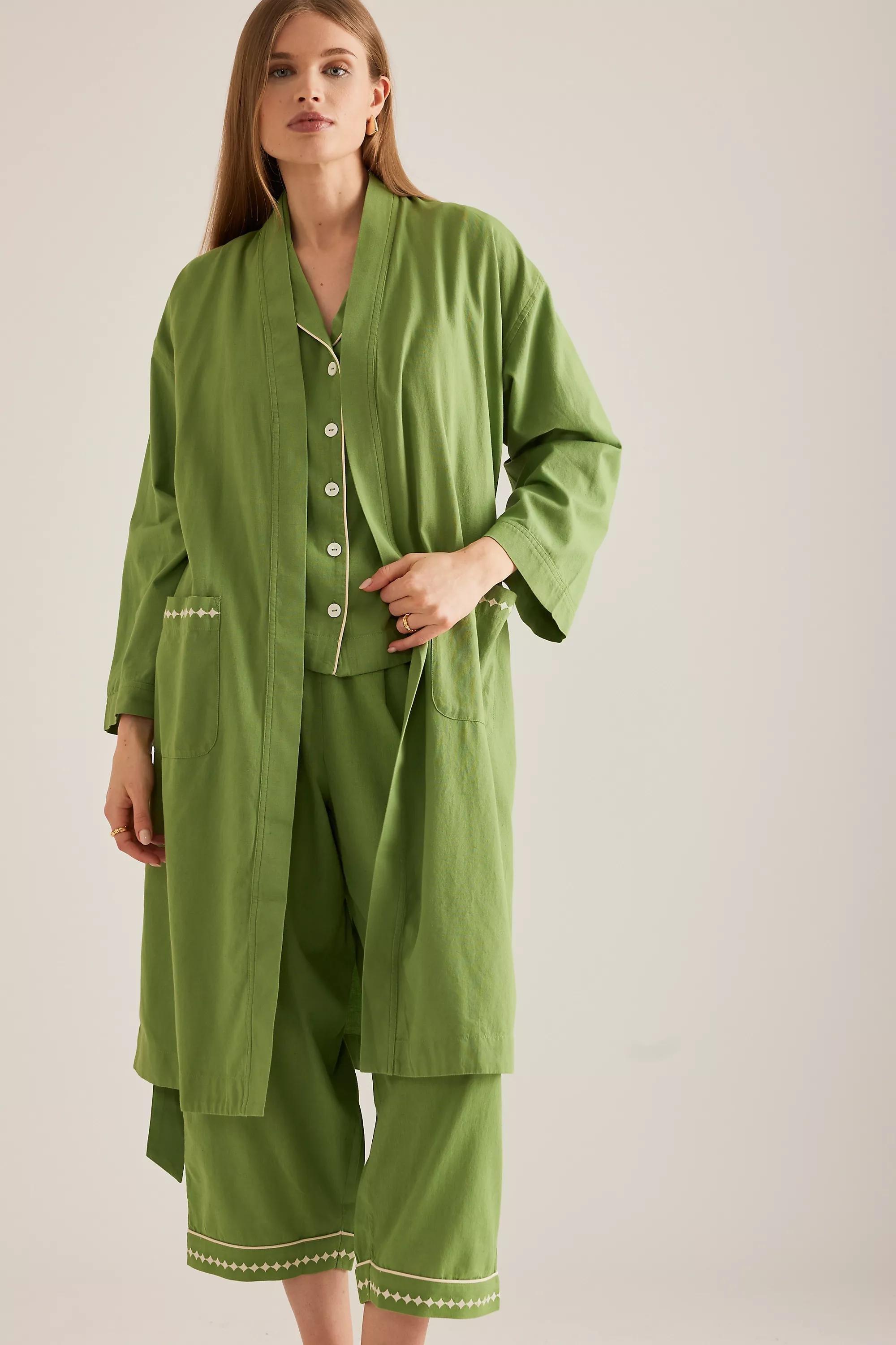GREEN TBCo Cotton Robe, , large image number 4