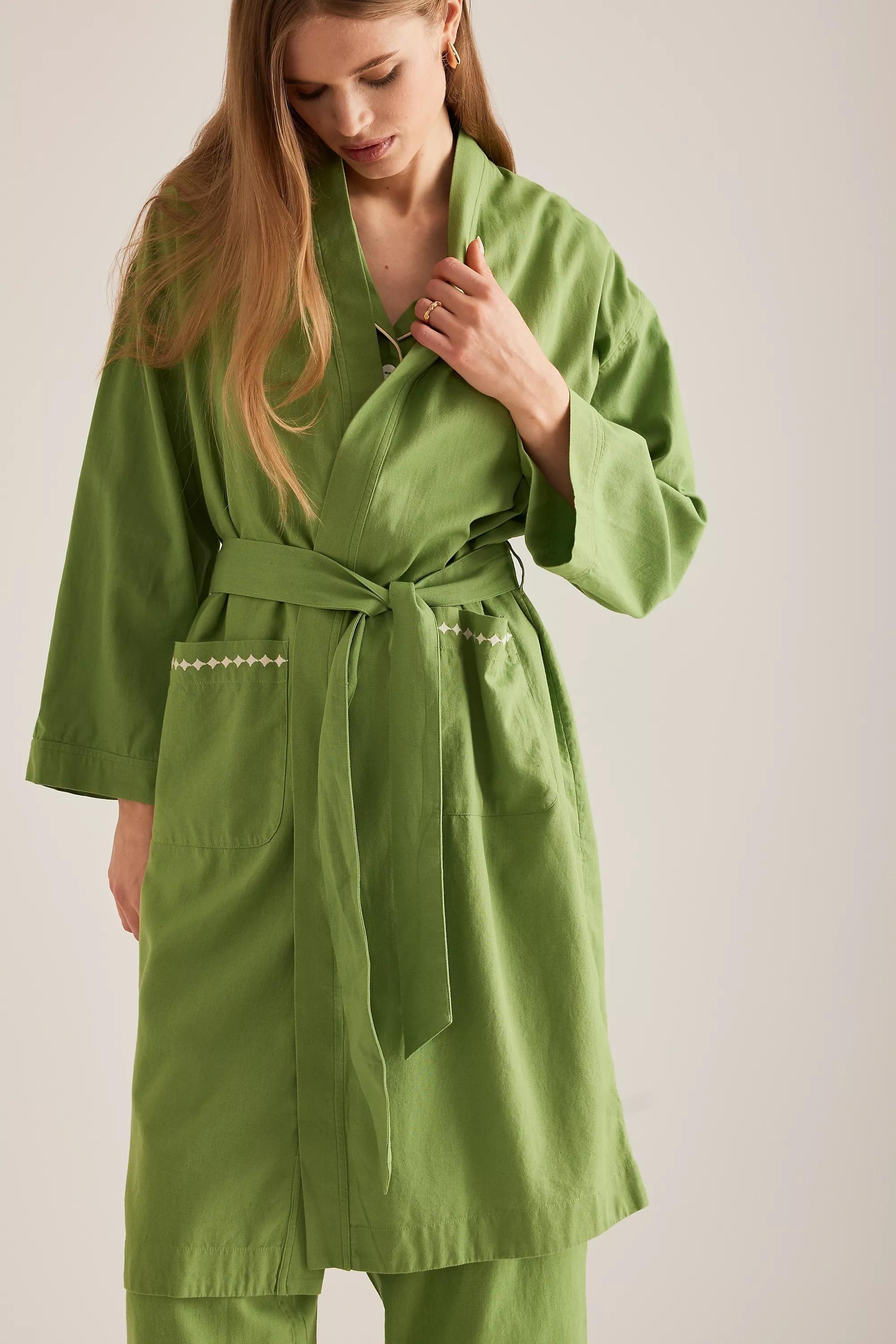 GREEN TBCo Cotton Robe, , large image number 5