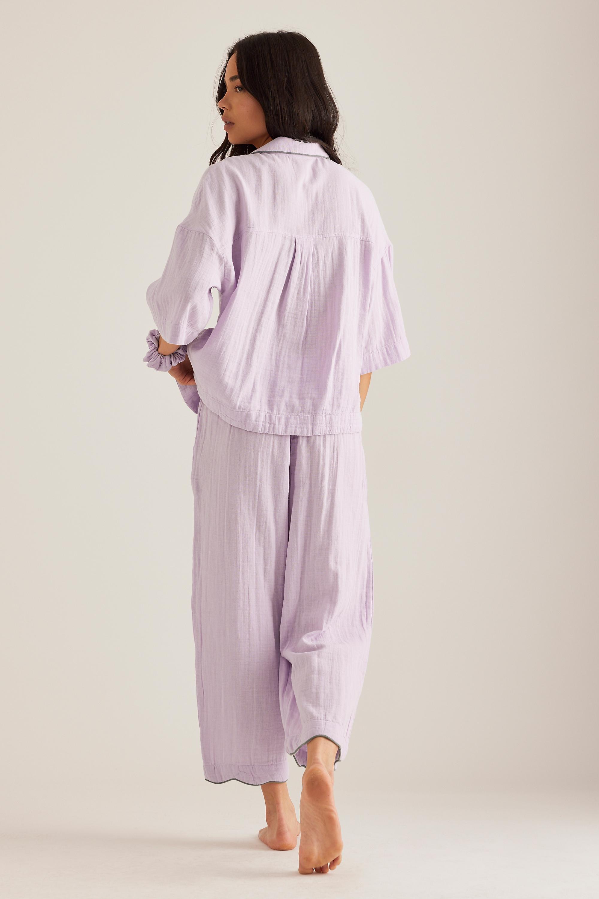 Tbco Short Scallop-Trim Pyjama Set, Purple, Purple, large image number 5