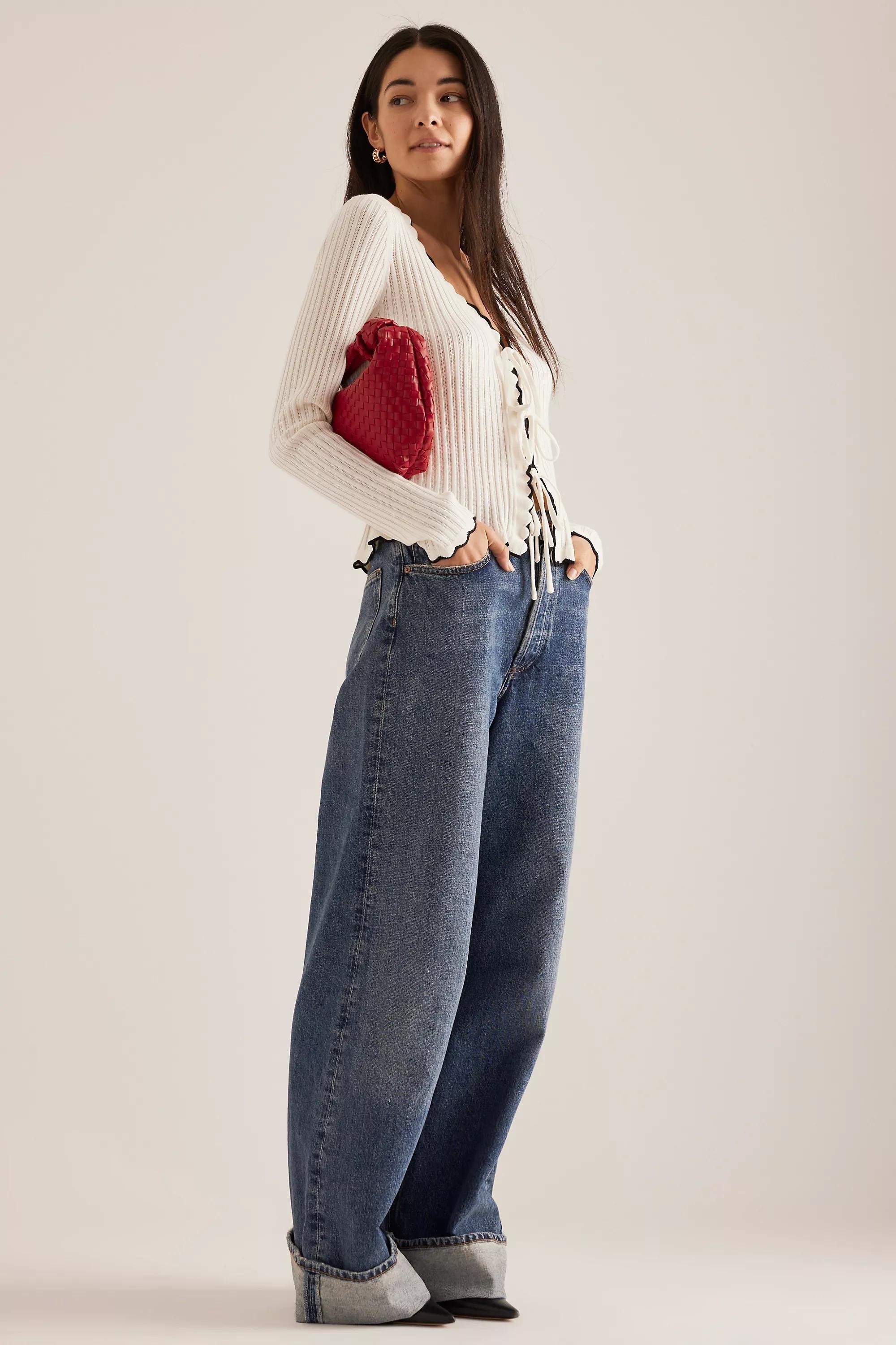Anthropologie Striped Cropped Cardigan, White, , large image number 4
