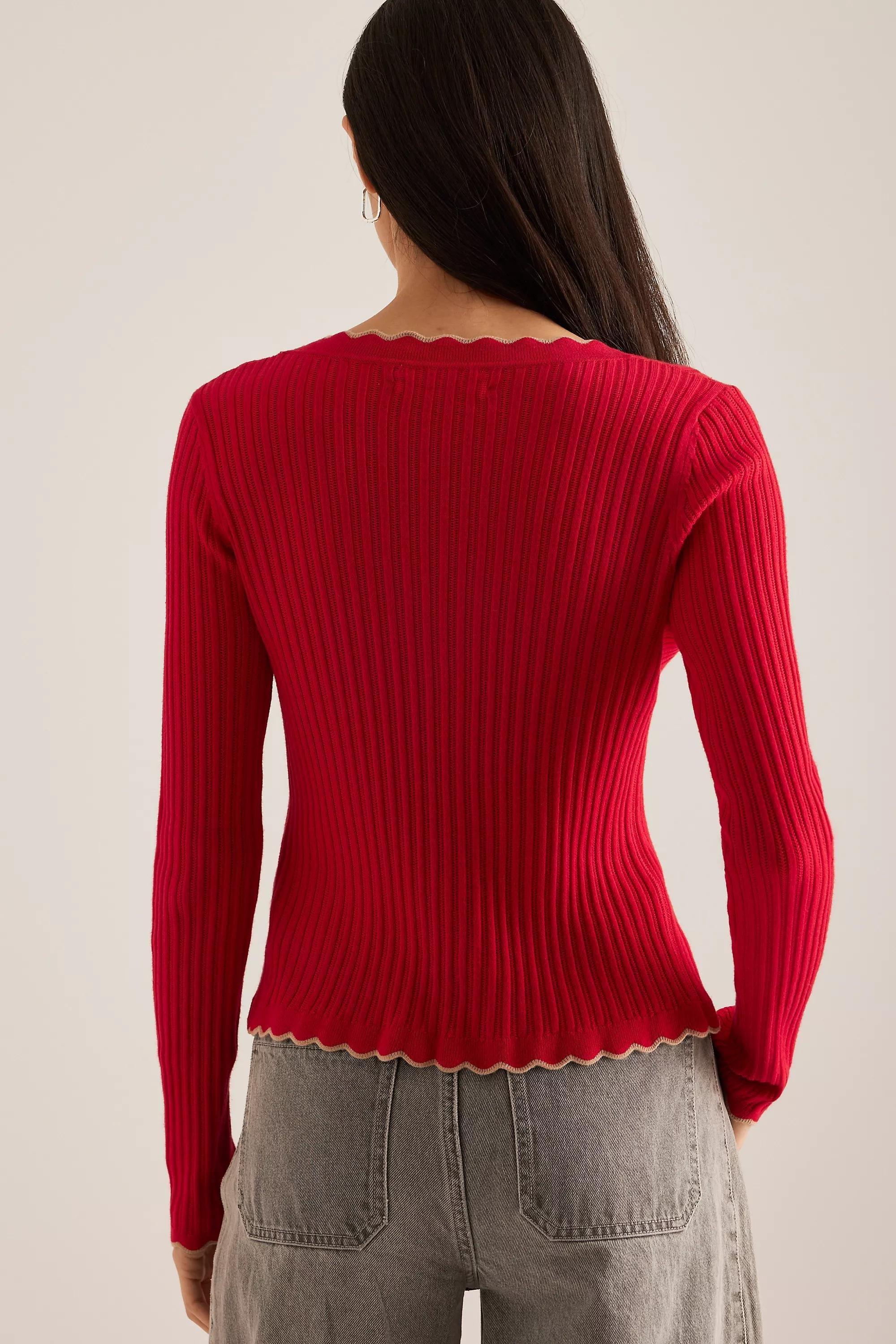 Anthropologie Textured Cardigan, Red, , large image number 1