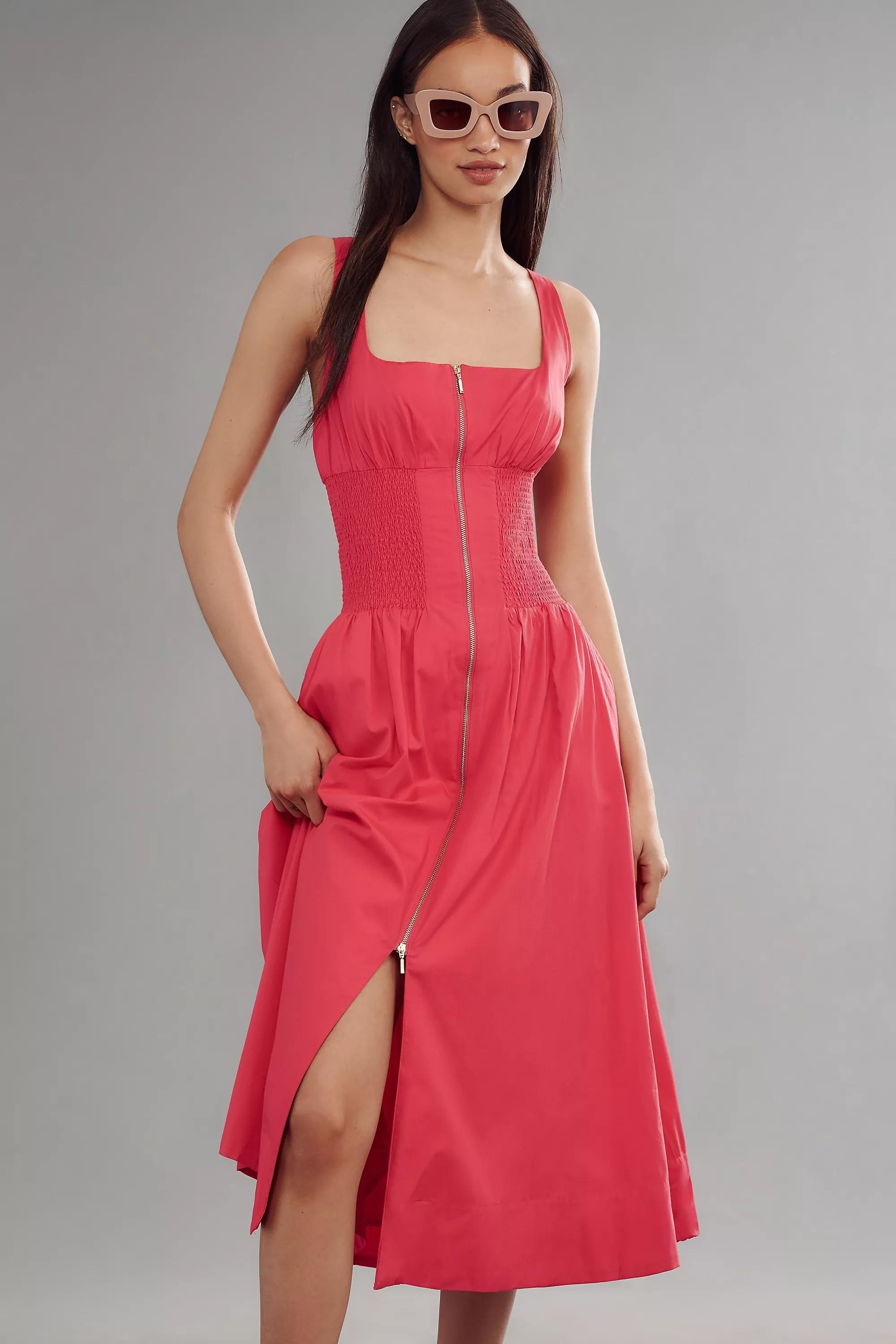 Anthropologie Ruched Corset Midi Dress, A501_0060, medium