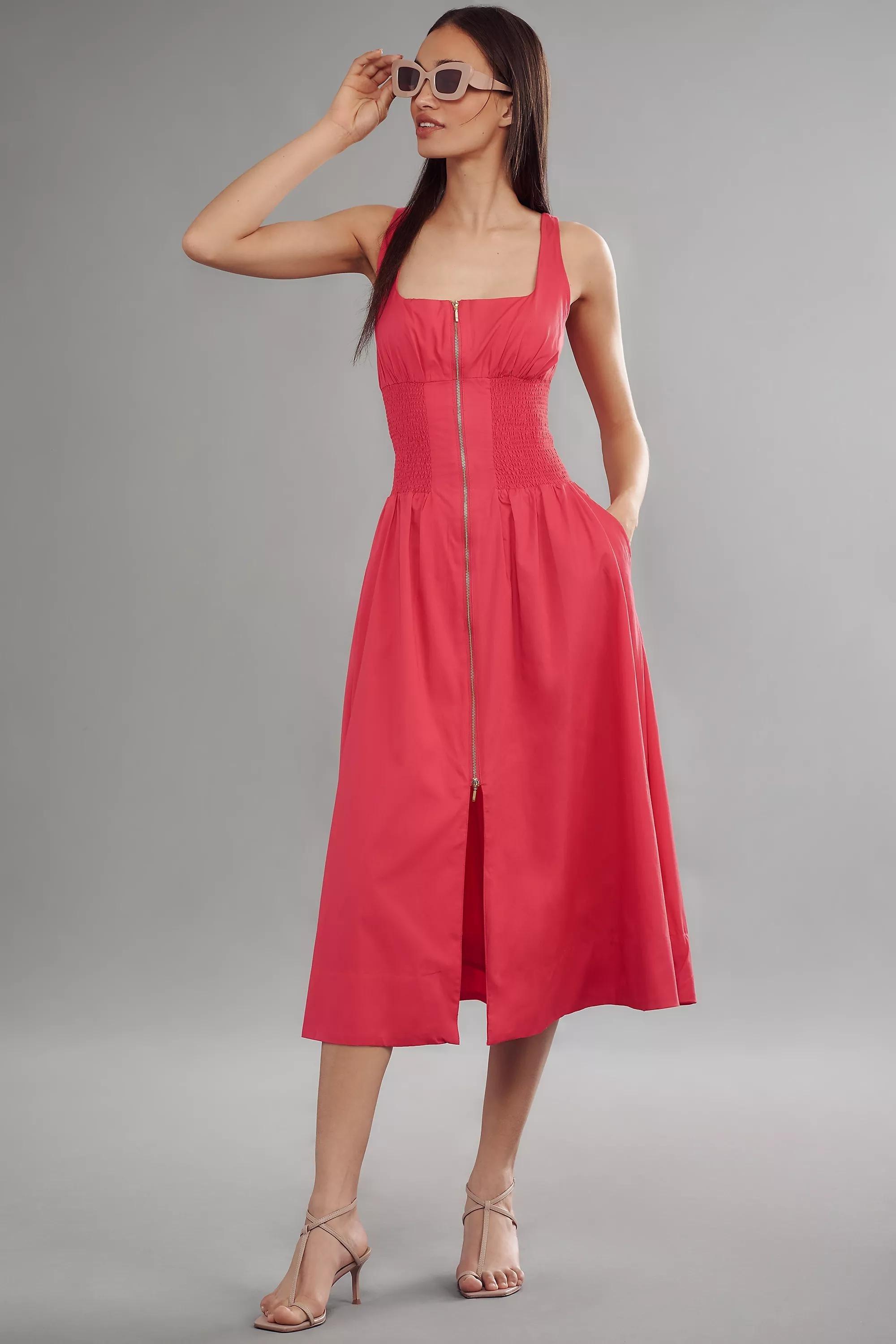 Anthropologie Ruched Corset Midi Dress, A501_0060, medium