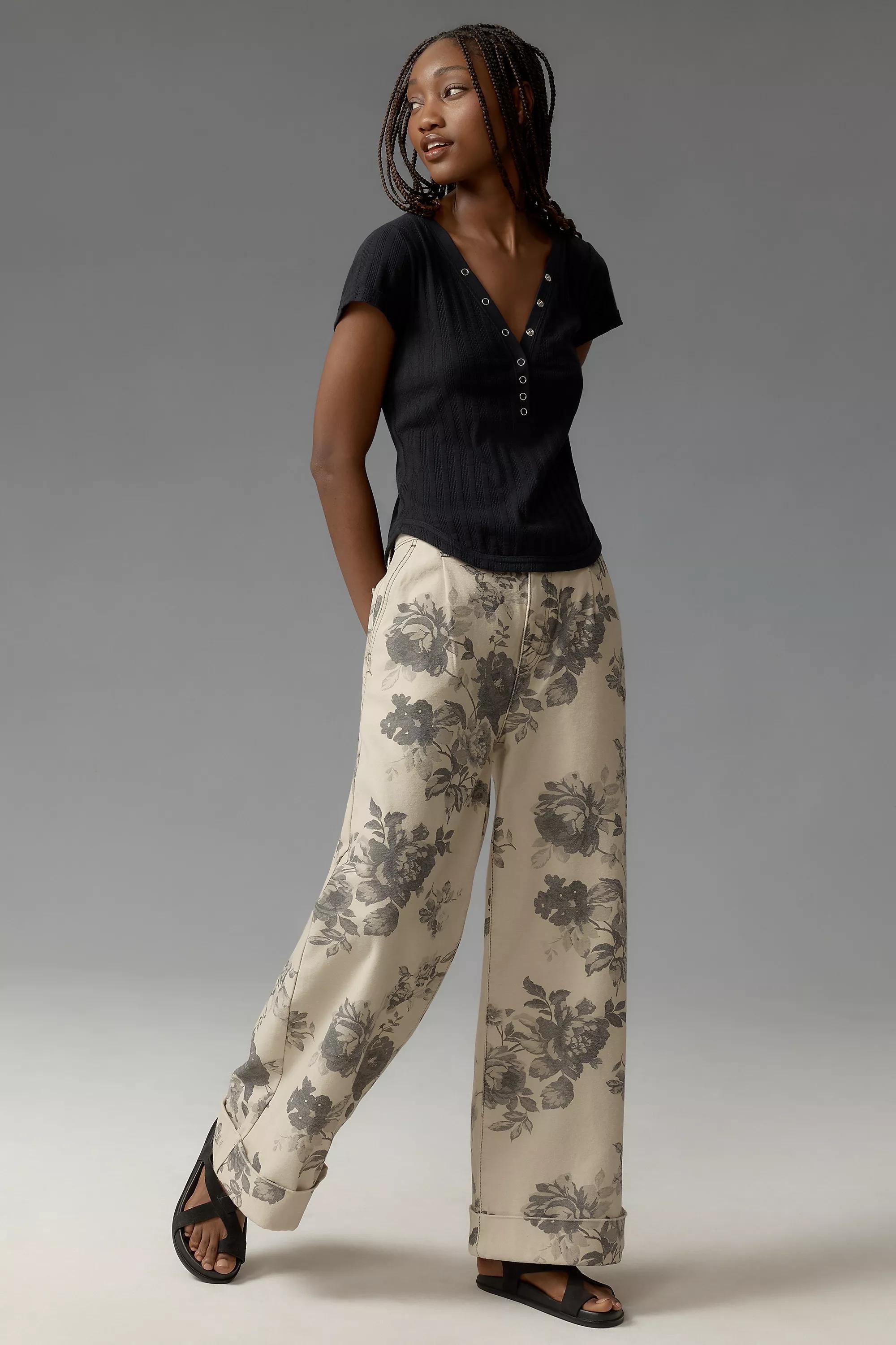 Anthropologie Ribbed Casual Cropped, Black, , large image number 2