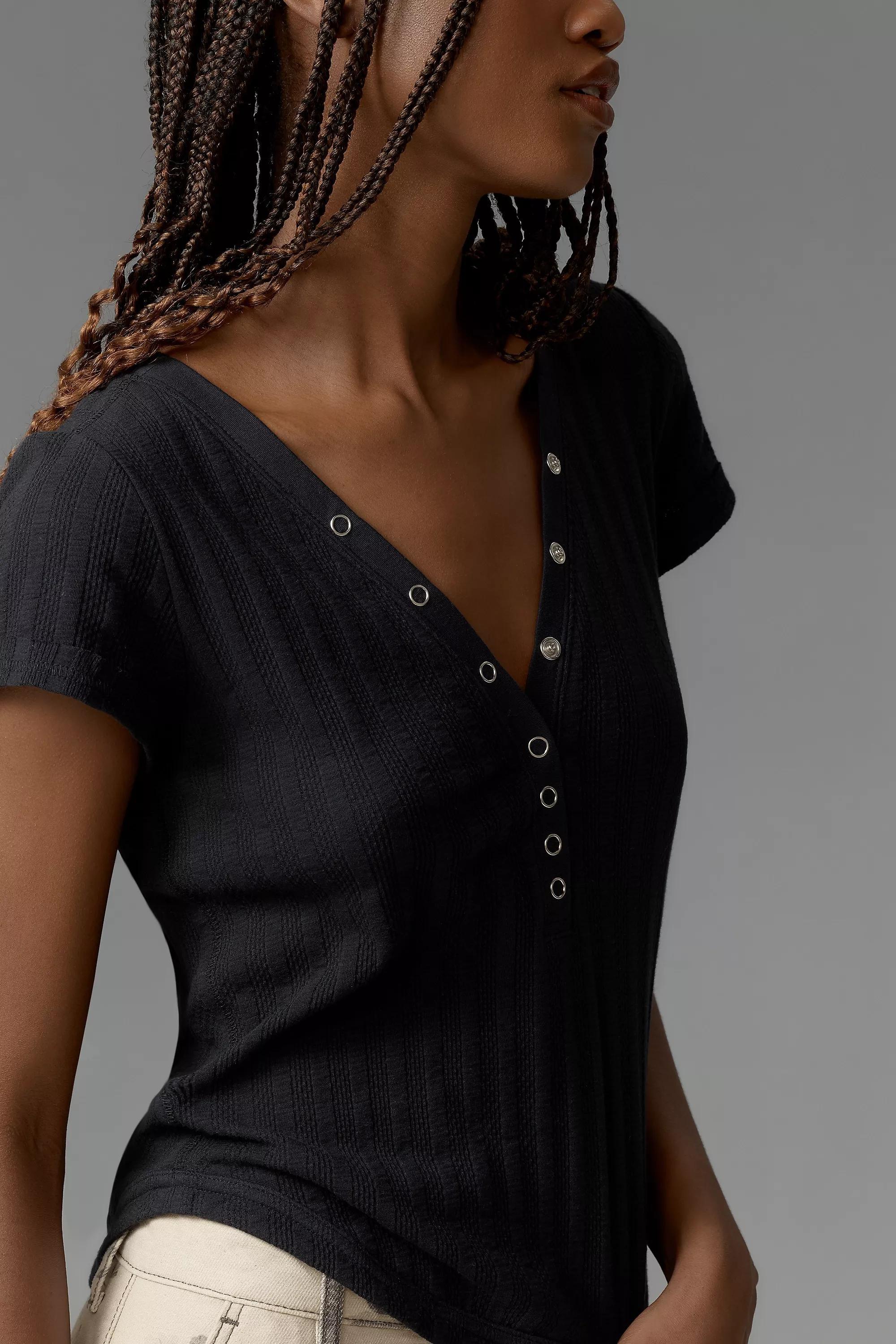 Anthropologie Ribbed Casual Cropped, Black, , large image number 3
