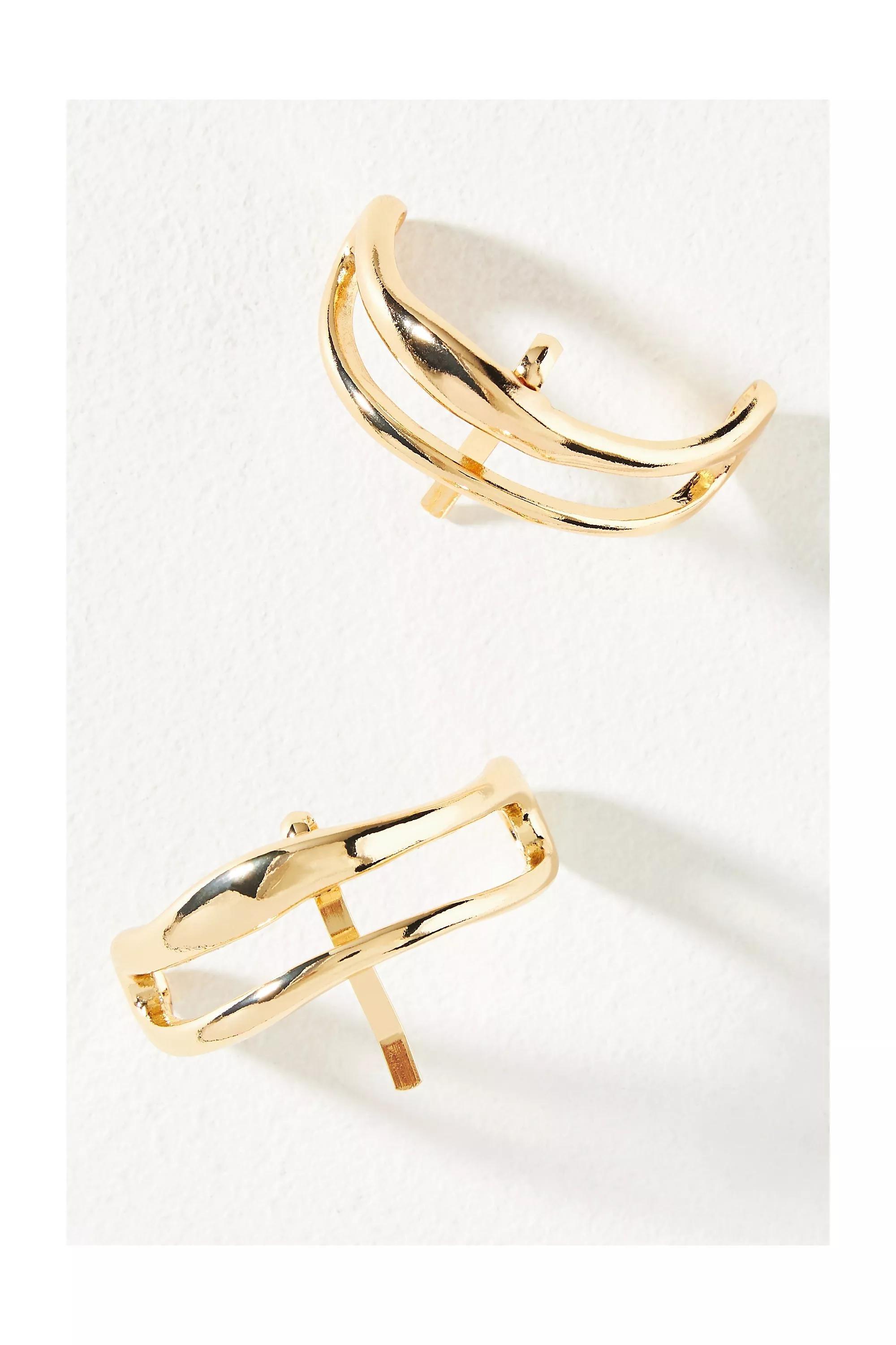 Metal Hair Cuffs, Set Of 2, Gold, A501_0070, large image number 0