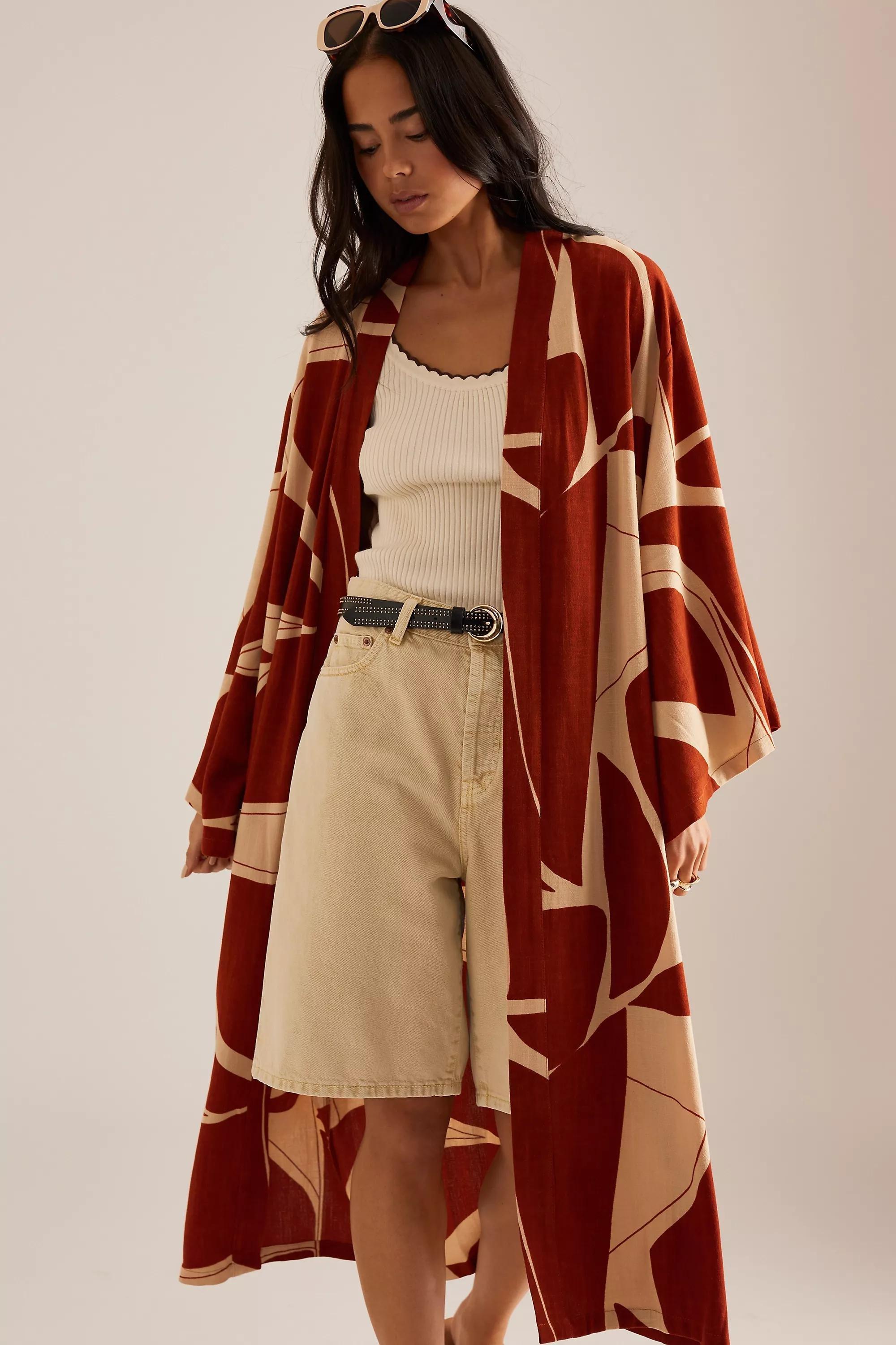 Anthropologie Textured Longline Cardigan, Orange, A501_0081, large image number 1