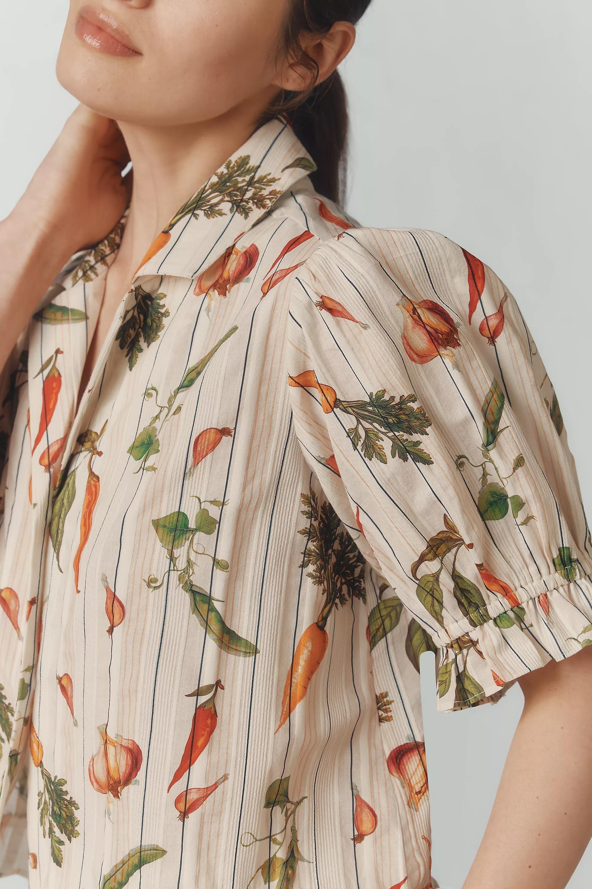 Anthropologie Floral Blouse, Ivory, A501_0011, large image number 2