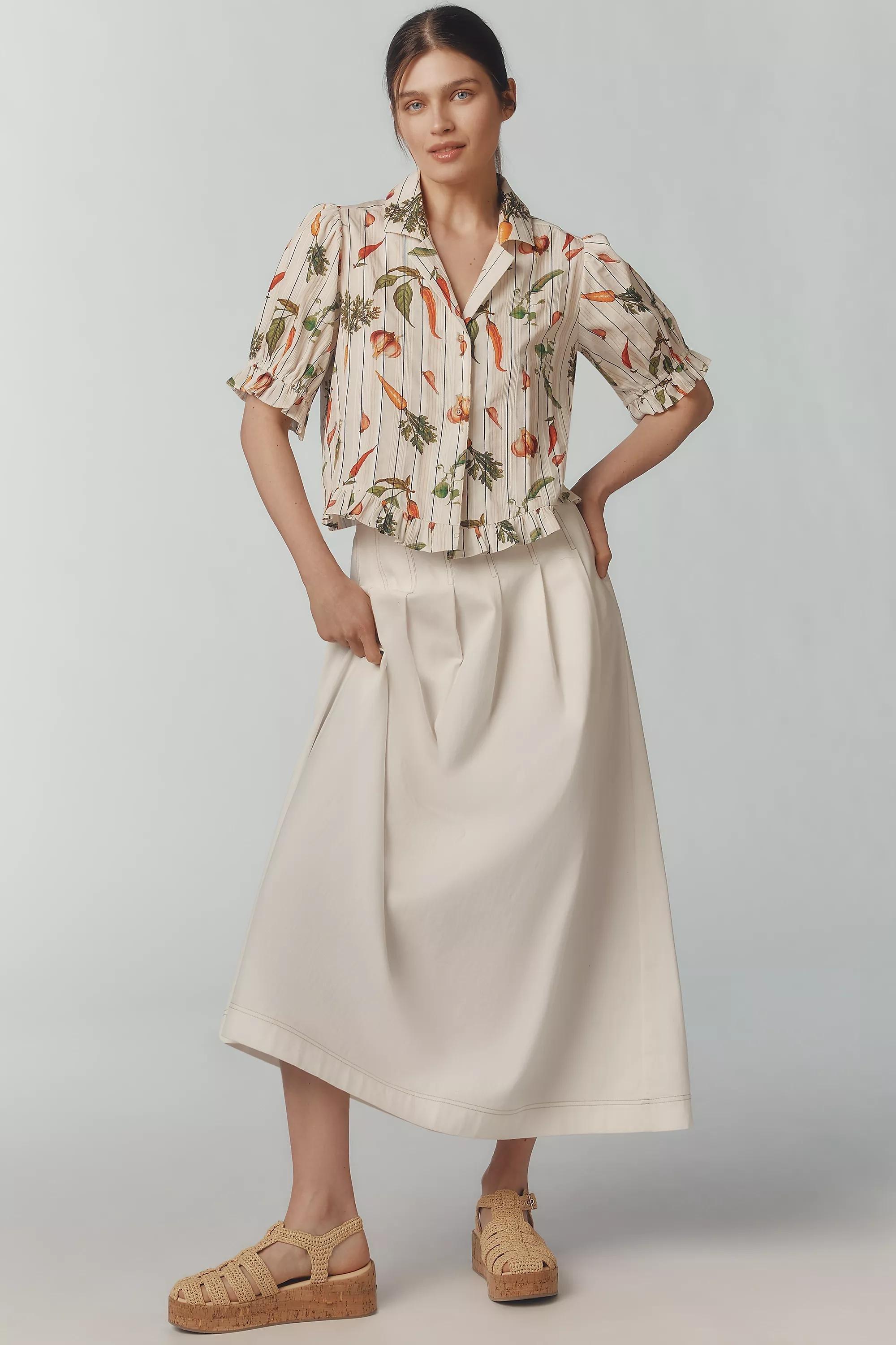 Anthropologie Floral Blouse, Ivory, A501_0011, large image number 3