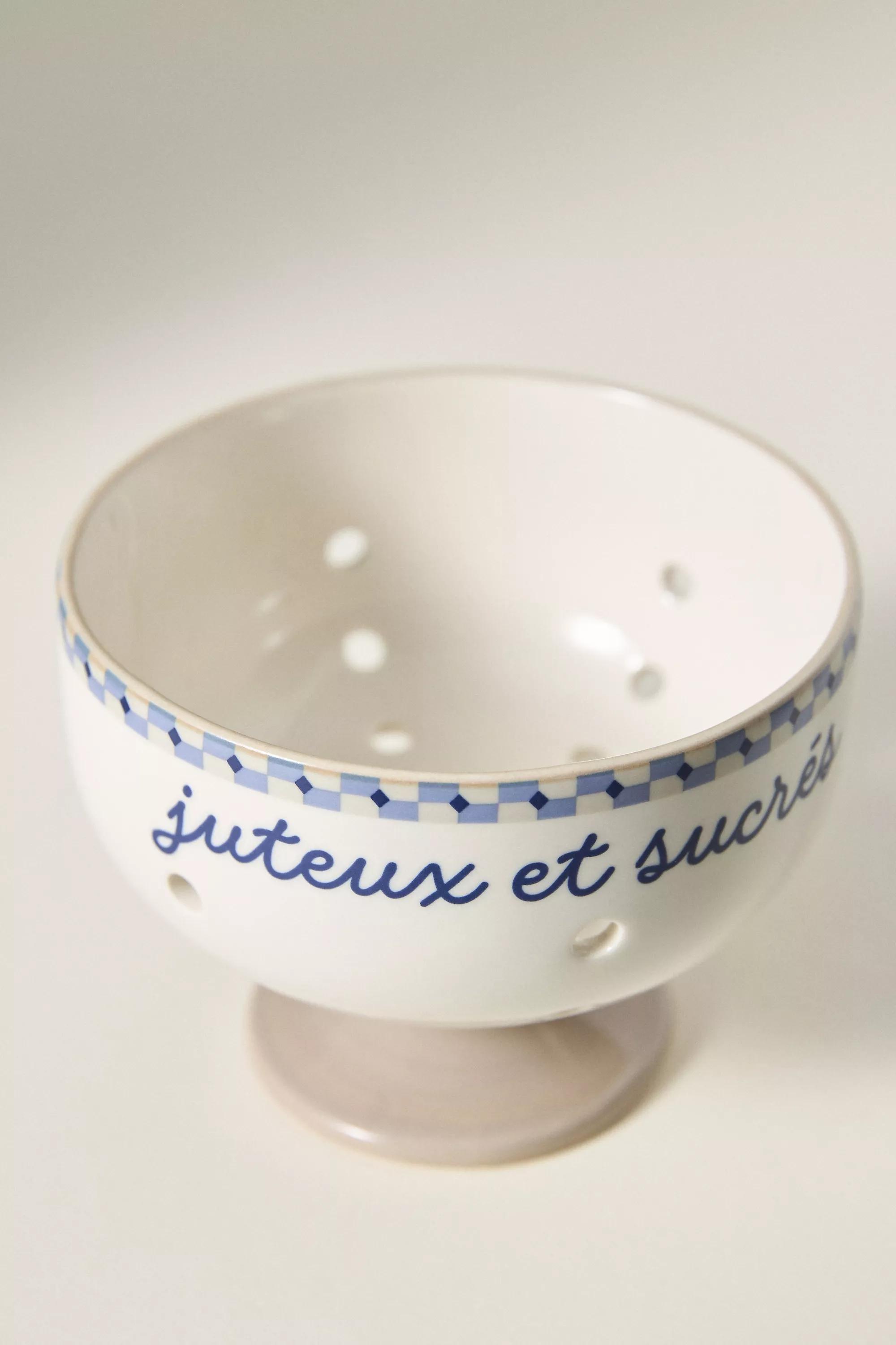 Hand Painted Stoneware Berry Basket, Blue, A501_0040, large image number 2