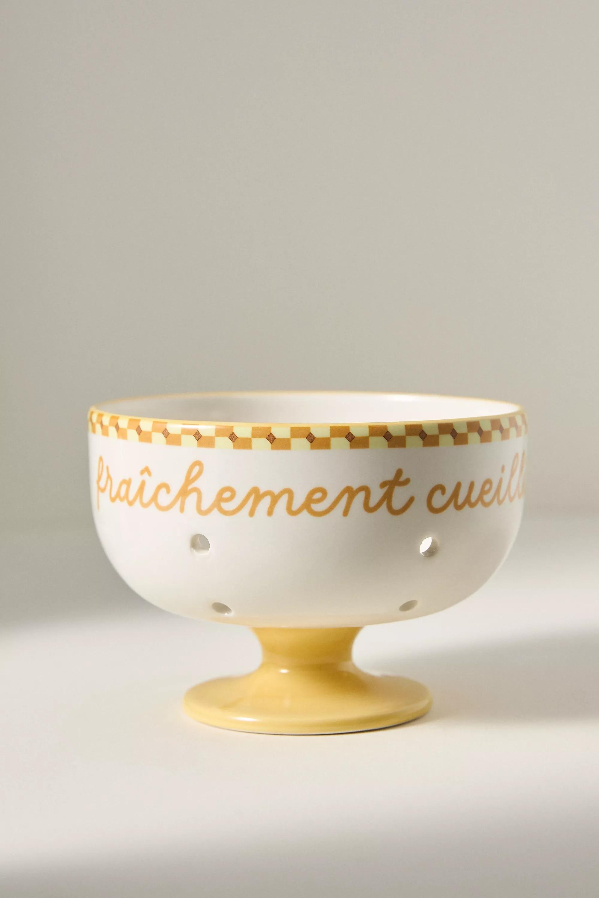 Violette Hand Painted Stoneware Berry Basket, Yellow, A501_0072, large image number 1
