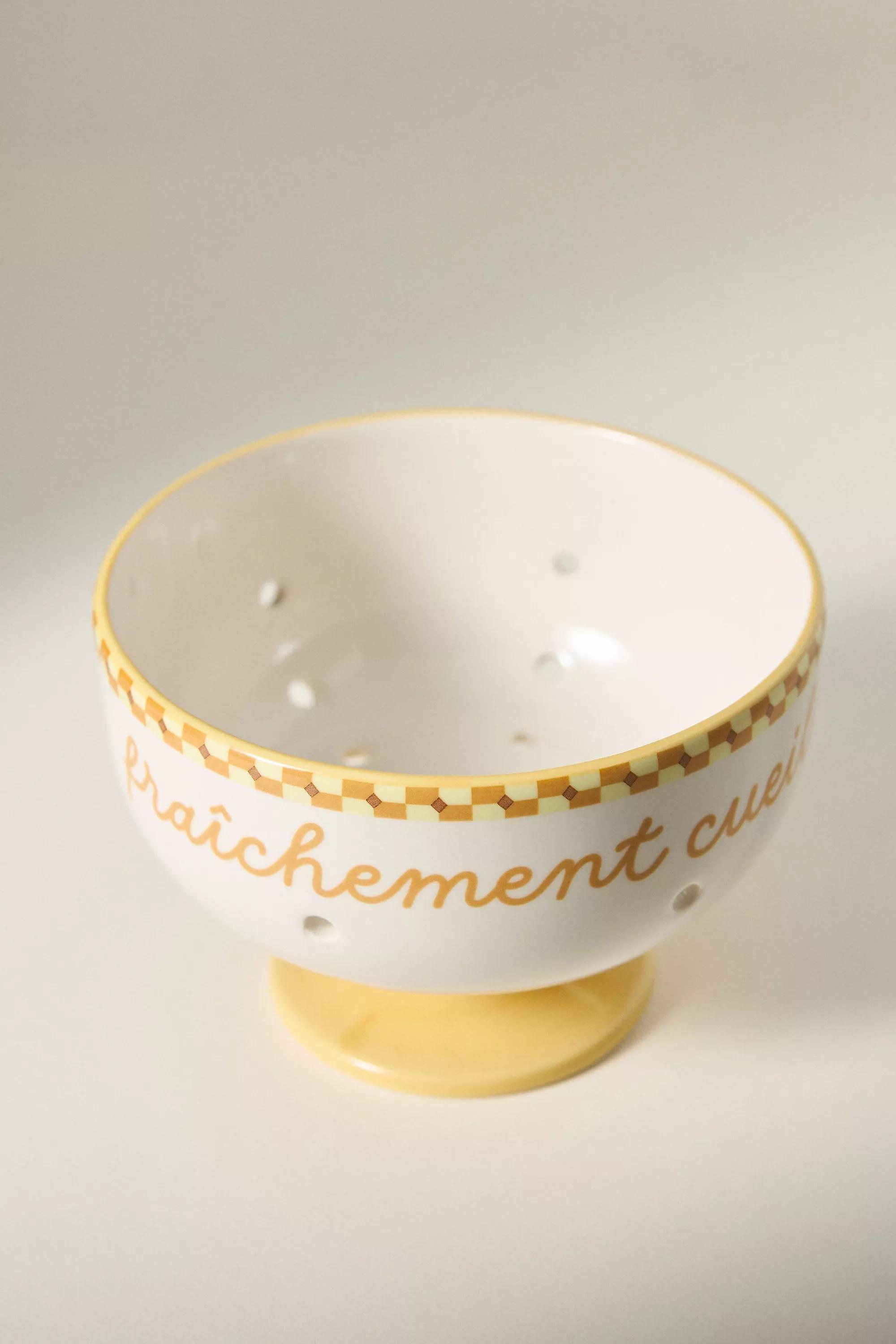 Violette Hand Painted Stoneware Berry Basket, Yellow, A501_0072, large image number 2