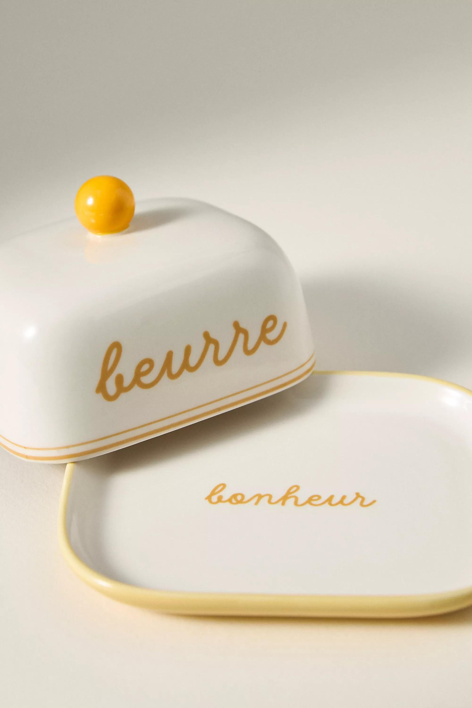 Café Violette Handpainted Stoneware Butter Dish, Yellow, A501_0072, large image number 2