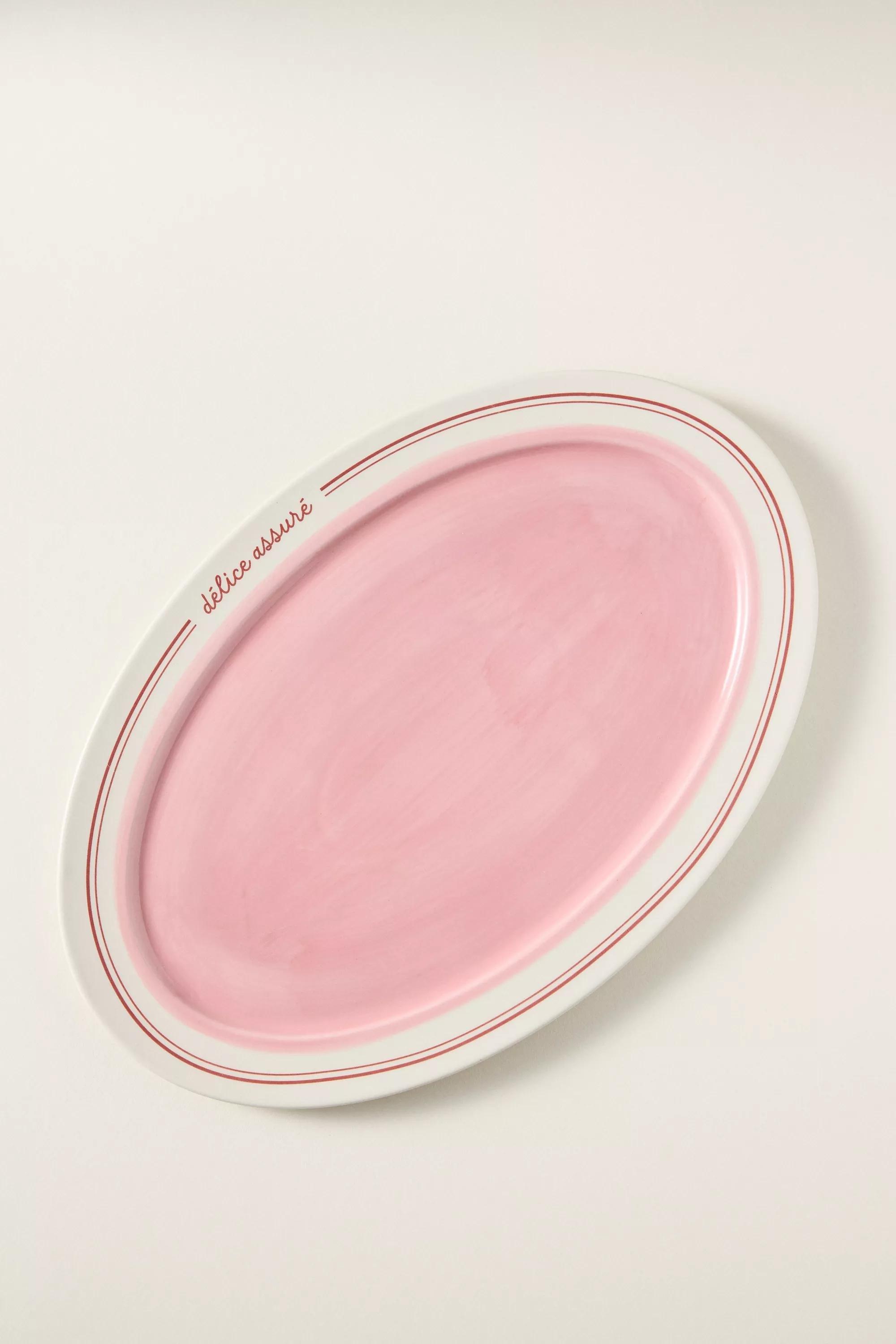 LAVENDER Cafأ© Violette Handpainted Stoneware Large Serving Platter, A501_0053, large image number 1