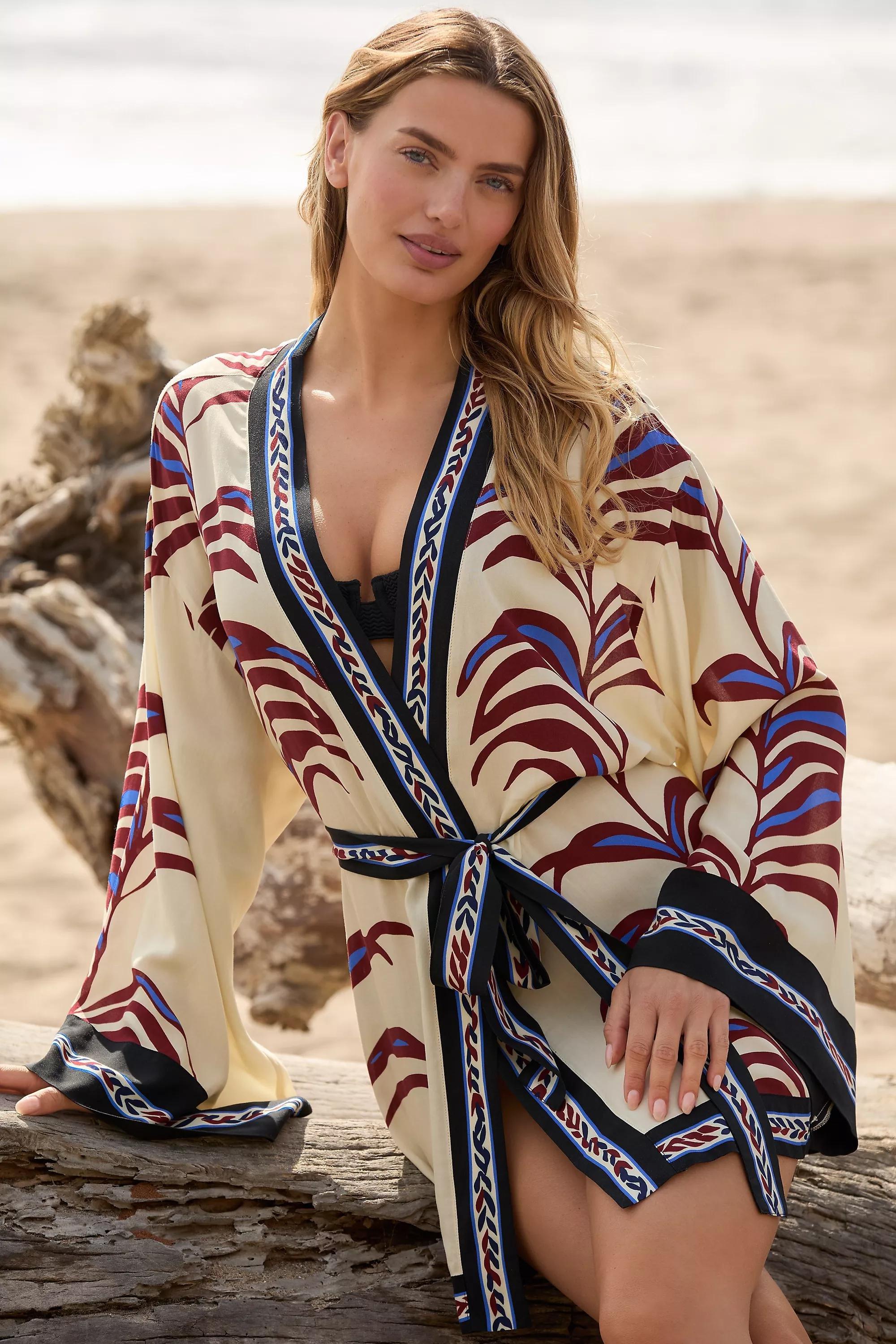 Bel Kazan Long-Sleeve Graphic Tie-Belt Top, Multicolour, A501_0015, large image number 0