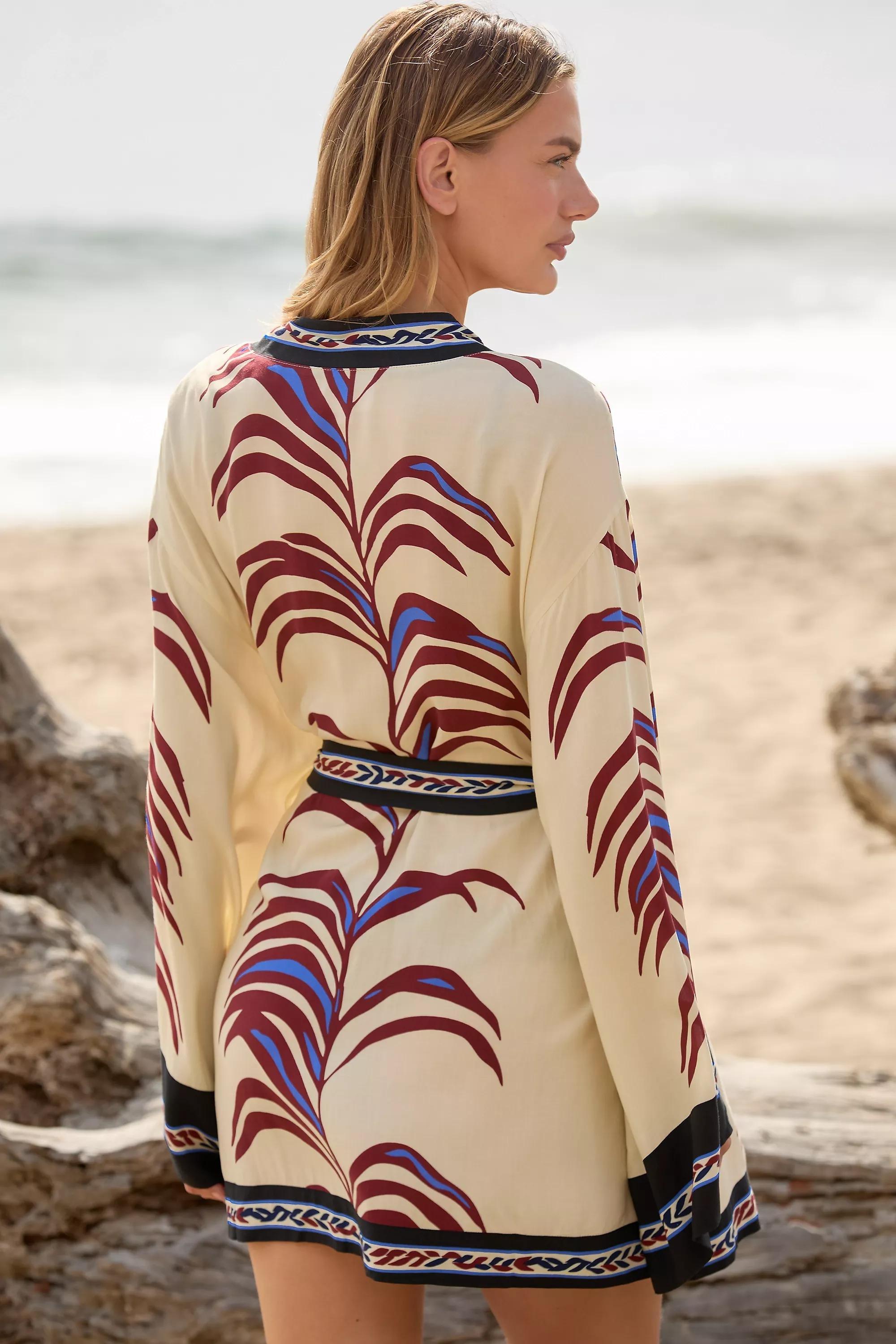 Bel Kazan Long-Sleeve Graphic Tie-Belt Top, Multicolour, A501_0015, large image number 2