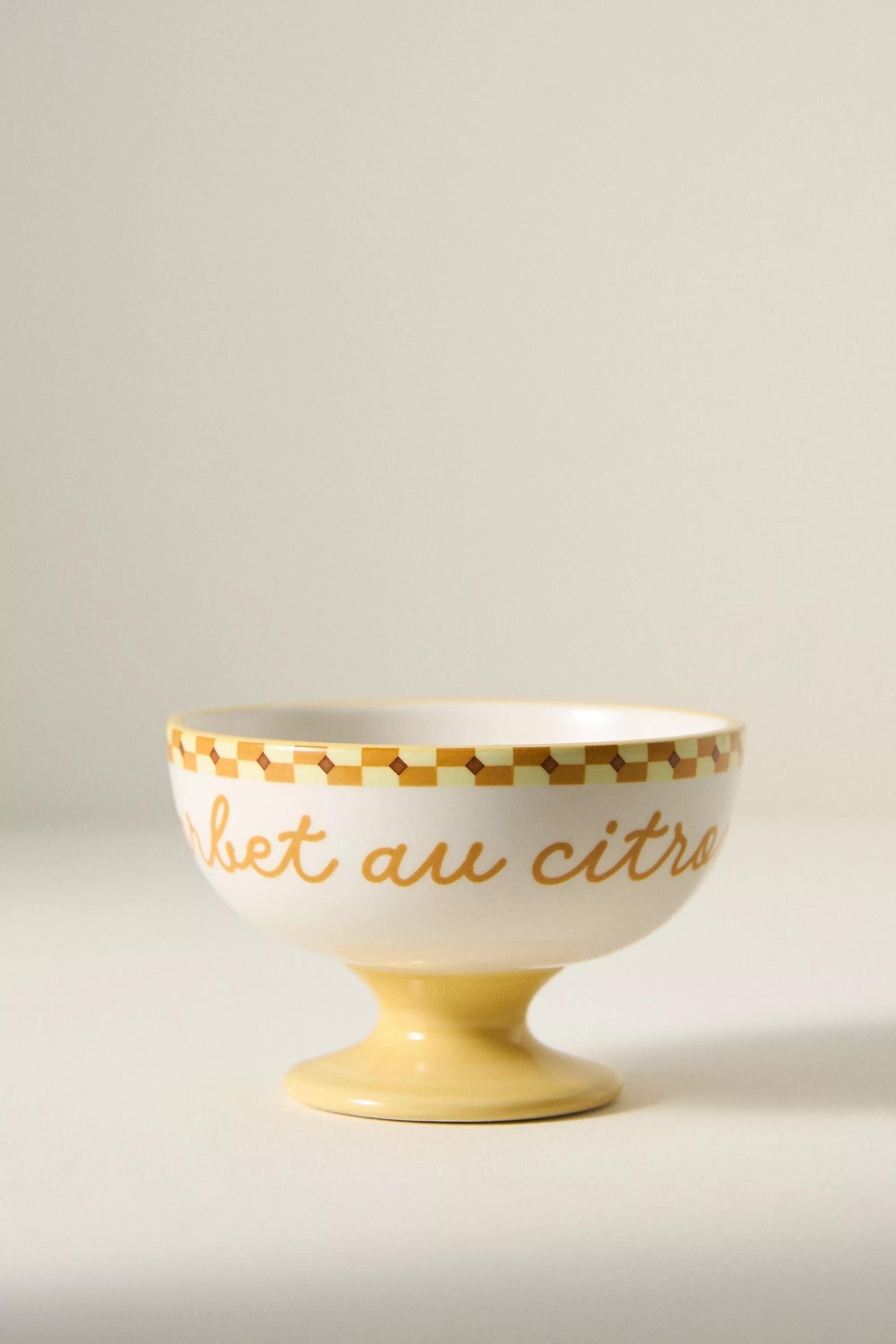 YELLOW Cafأ© Violette Handpainted Stoneware Ice Cream Bowl, A501_0072, large image number 1