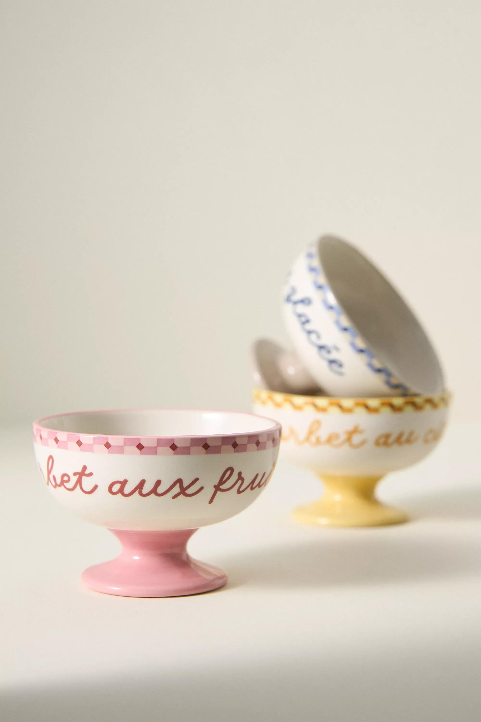 YELLOW Cafأ© Violette Handpainted Stoneware Ice Cream Bowl, A501_0072, large image number 2