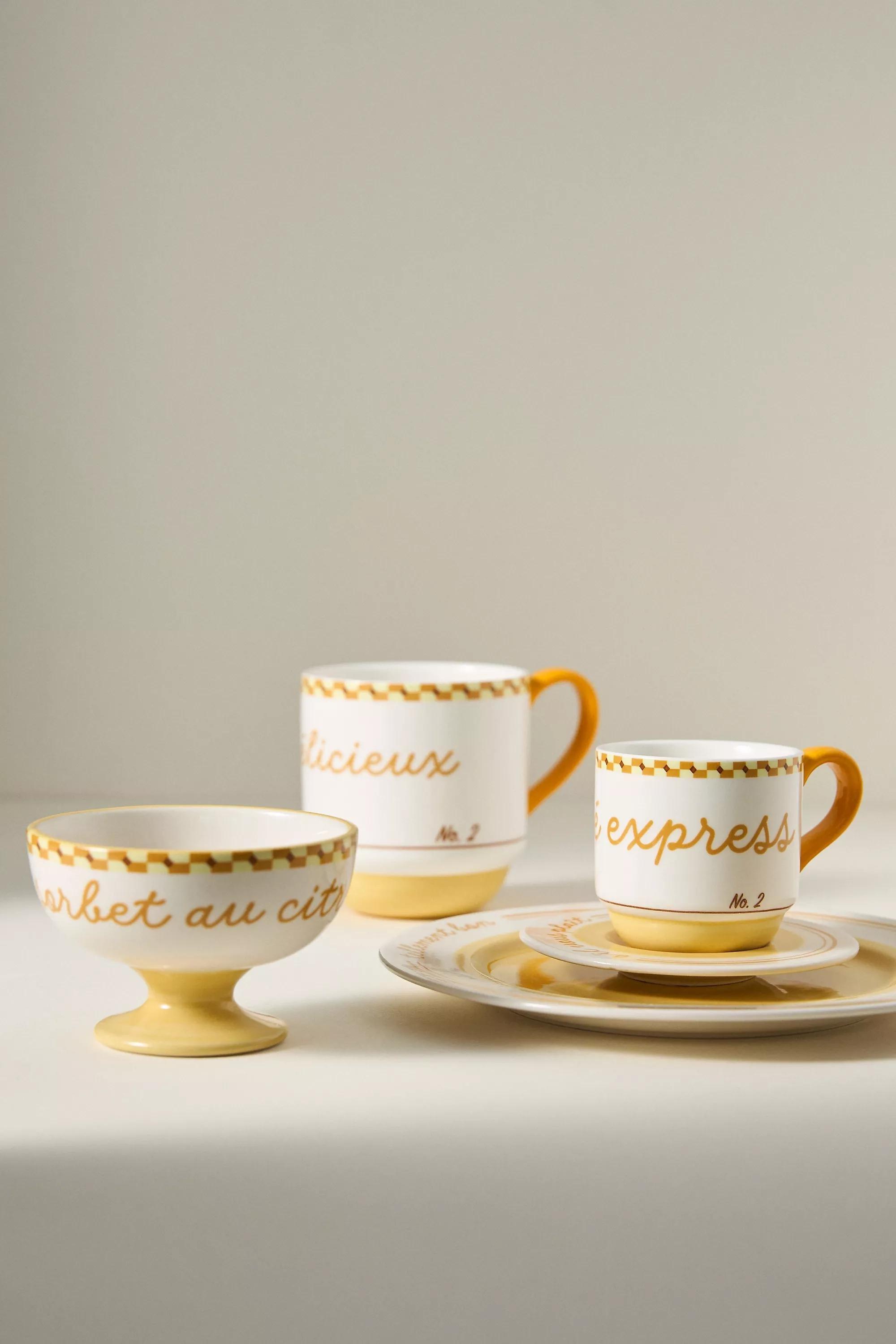 YELLOW Cafأ© Violette Handpainted Stoneware Ice Cream Bowl, A501_0072, large image number 3