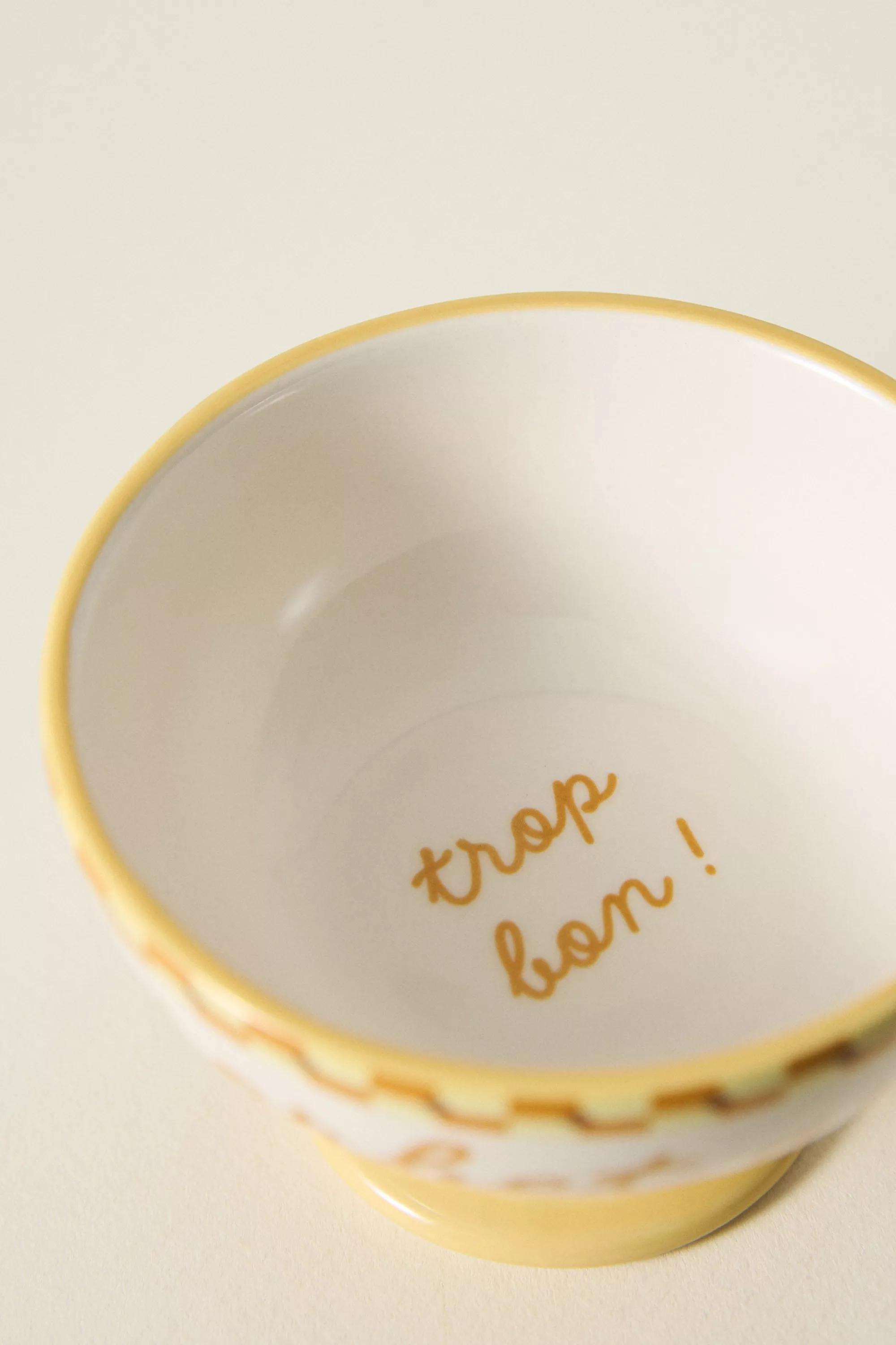 YELLOW Cafأ© Violette Handpainted Stoneware Ice Cream Bowl, A501_0072, large image number 4