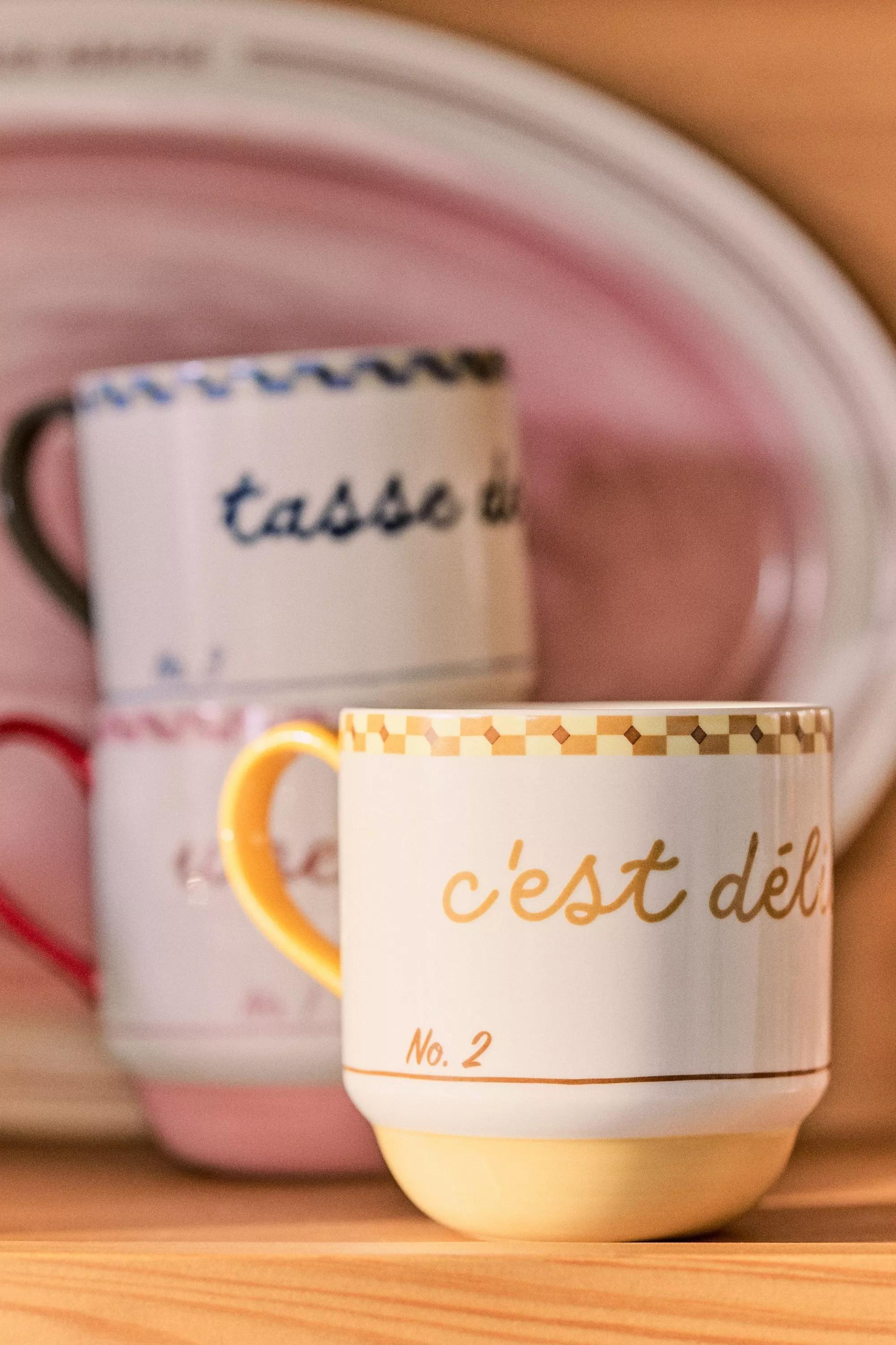 YELLOW Cafأ© Violette Handpainted Stoneware Mug, A501_0072, large image number 0