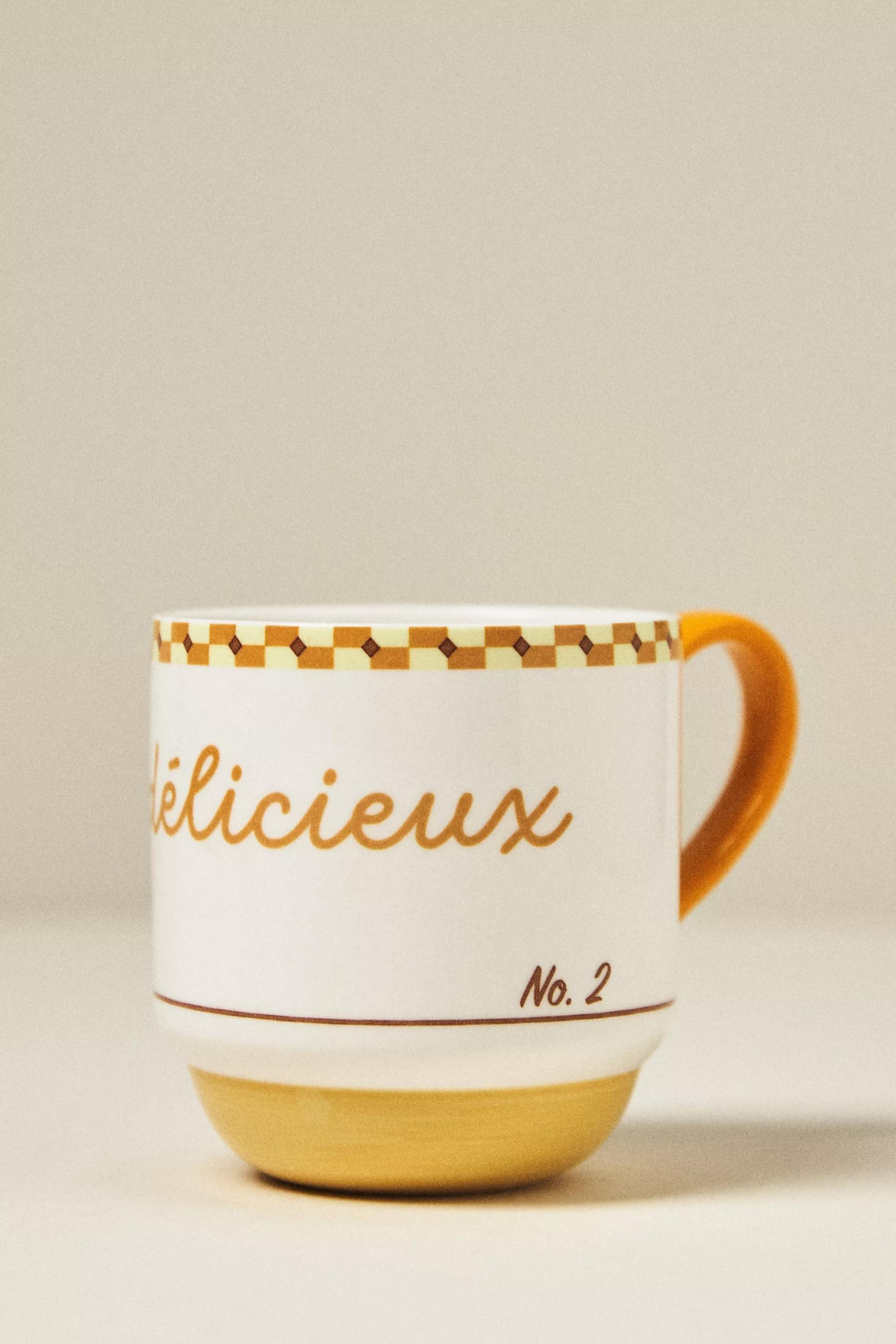 YELLOW Cafأ© Violette Handpainted Stoneware Mug, A501_0072, large image number 2