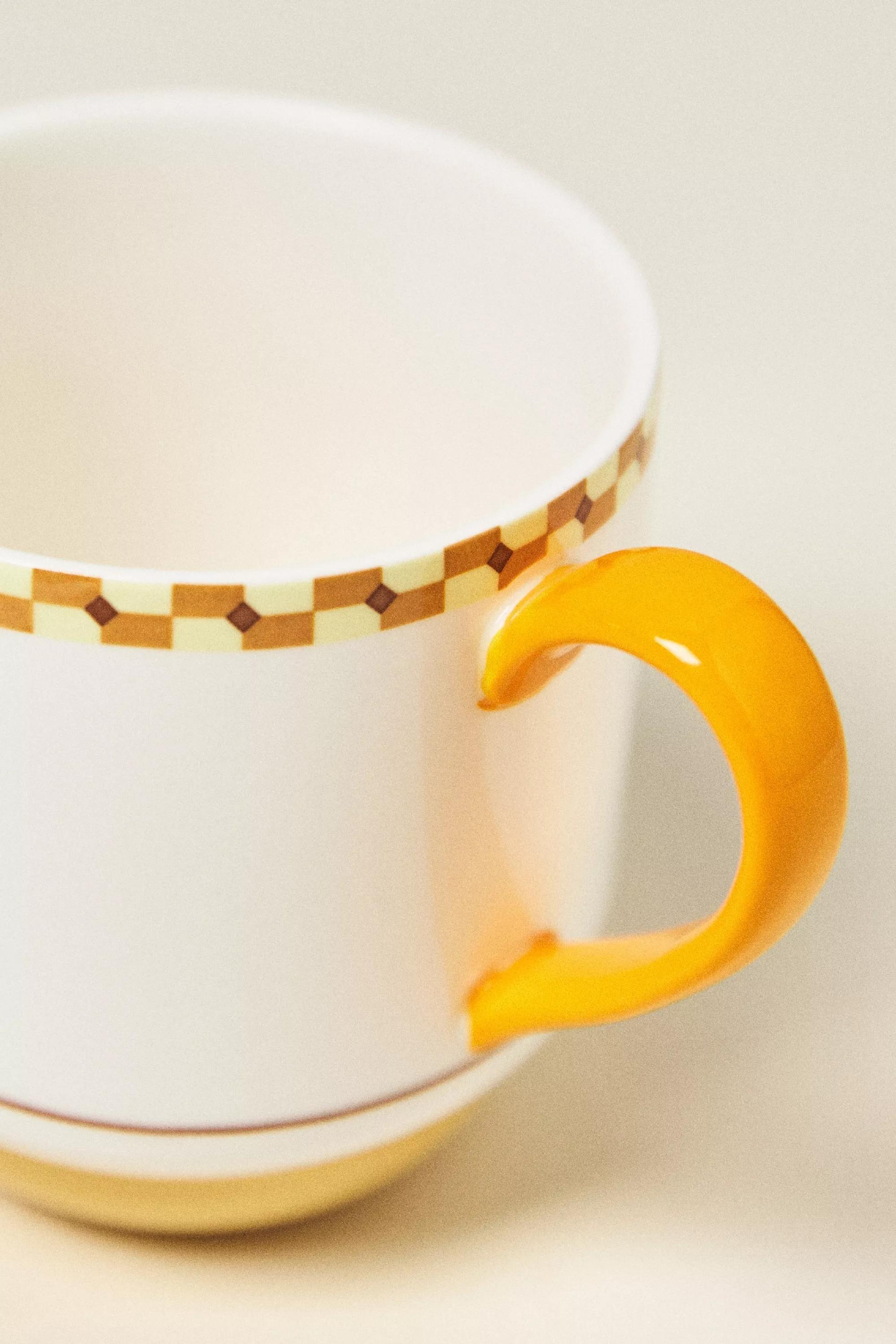 YELLOW Cafأ© Violette Handpainted Stoneware Mug, A501_0072, large image number 3