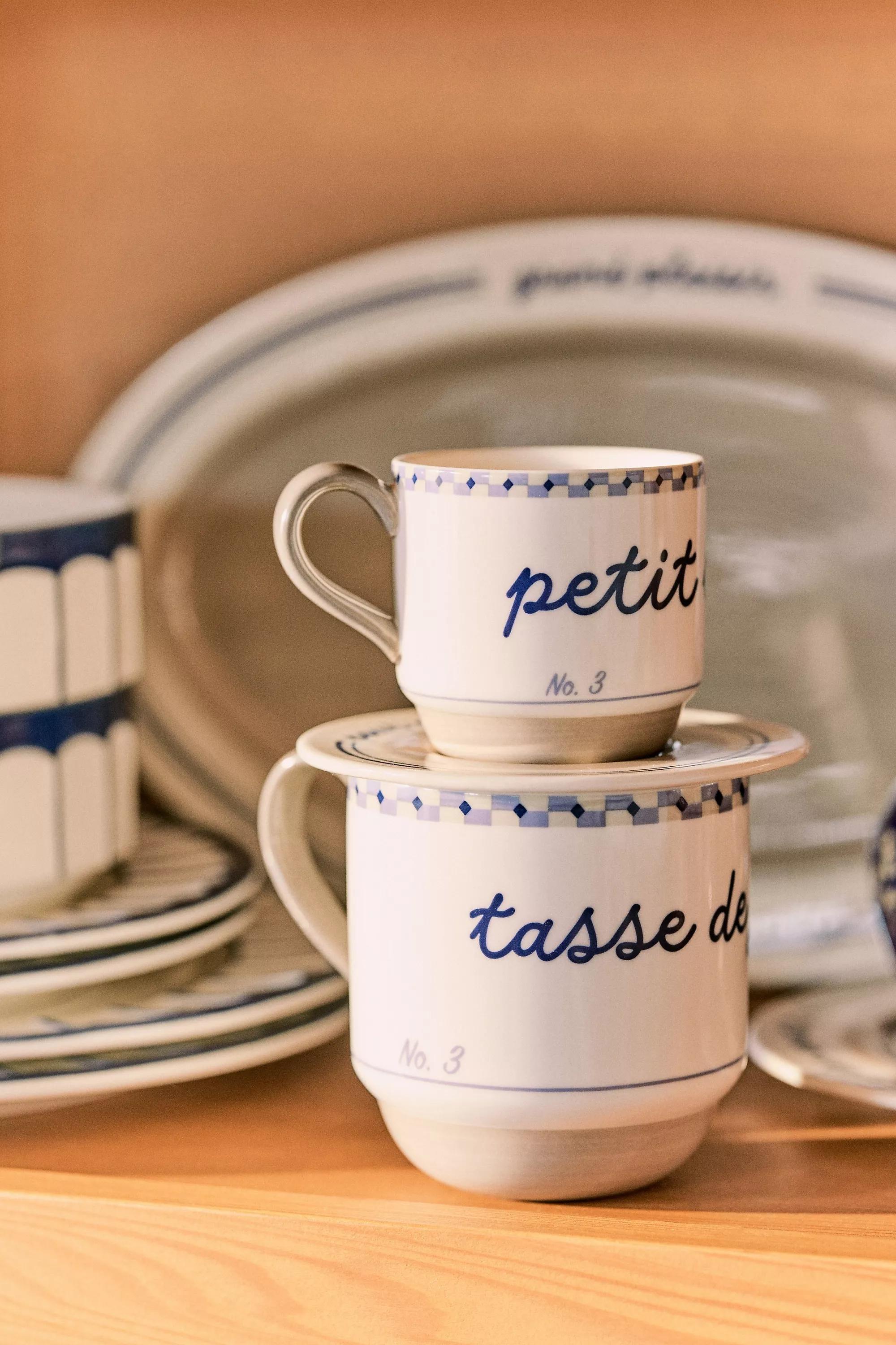 Cafe Violette Hand painted Stoneware Espresso Cup And Saucer, Blue, A501_0023, large image number 1