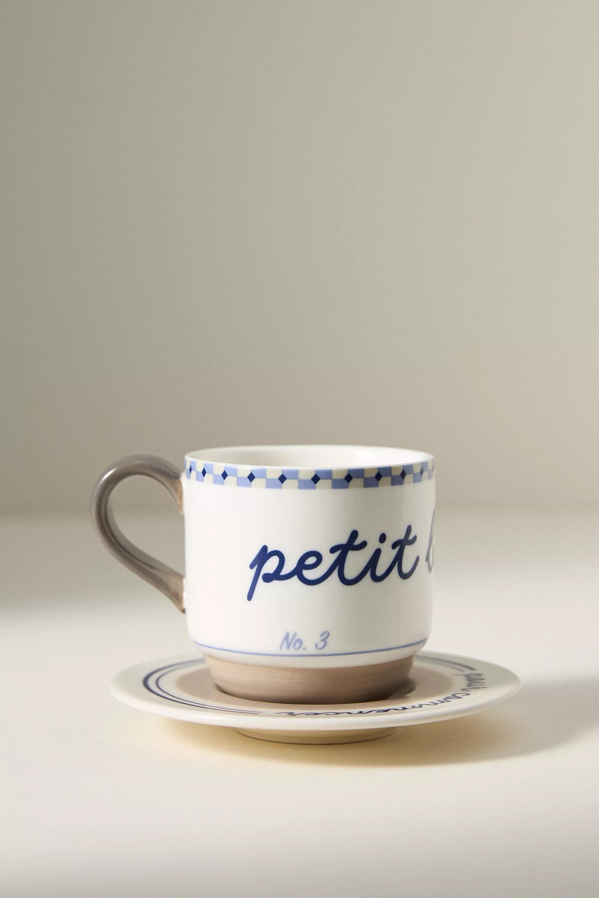 Cafe Violette Hand painted Stoneware Espresso Cup And Saucer, Blue, A501_0023, large image number 2